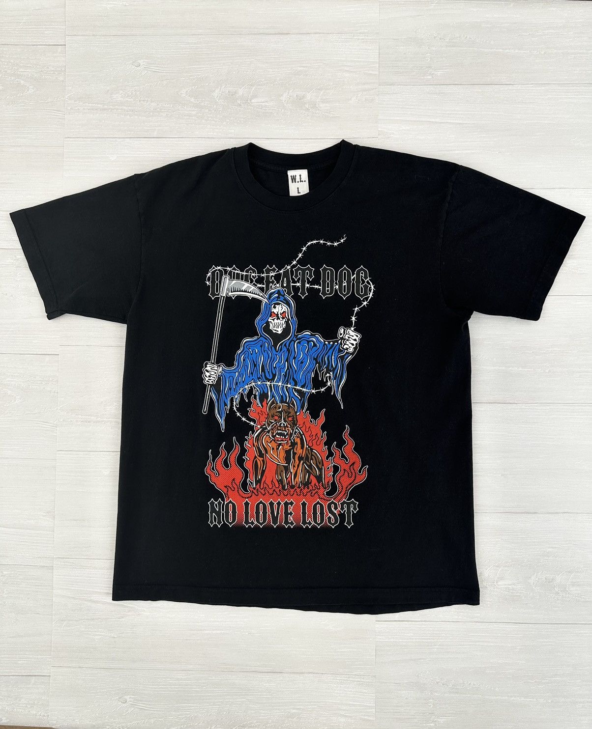 image of Warren Lotas No Love Lost Black Dog Tee Black Large, Men's