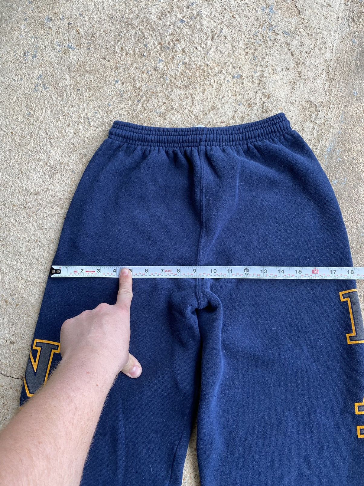 Japanese Brand × Vintage Vintage 90’s Navy USN Spellout Distressed Sweatpants Size US 26 / EU 42 - 8 Thumbnail