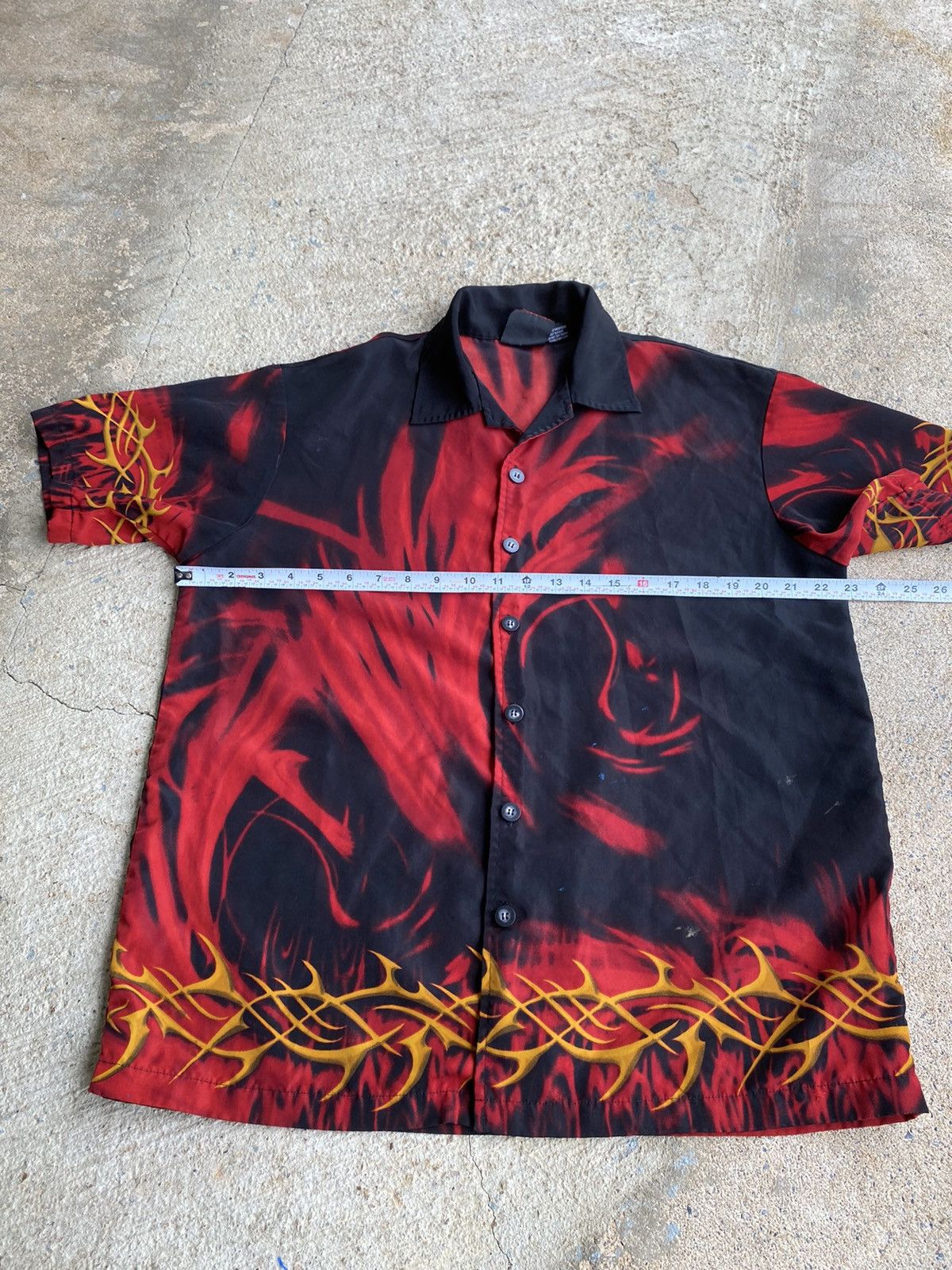 Japanese Brand × Vintage Vintage Y2K Tribal Flame Button Up Stained Flame Shirt Size US XL / EU 56 / 4 - 9 Thumbnail