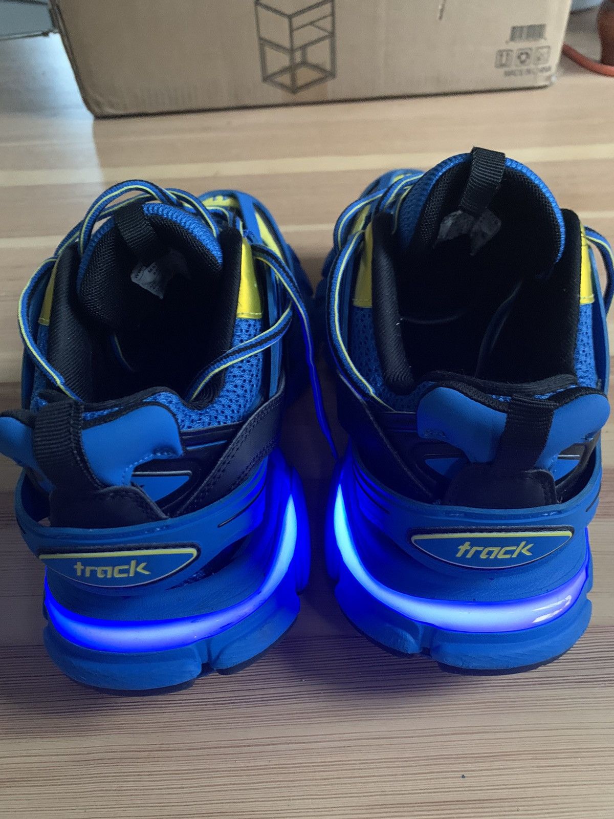Balenciaga Blue and Yellow LED Track Low Sneakers Size US 8.5 / EU 41-42 - 3 Thumbnail