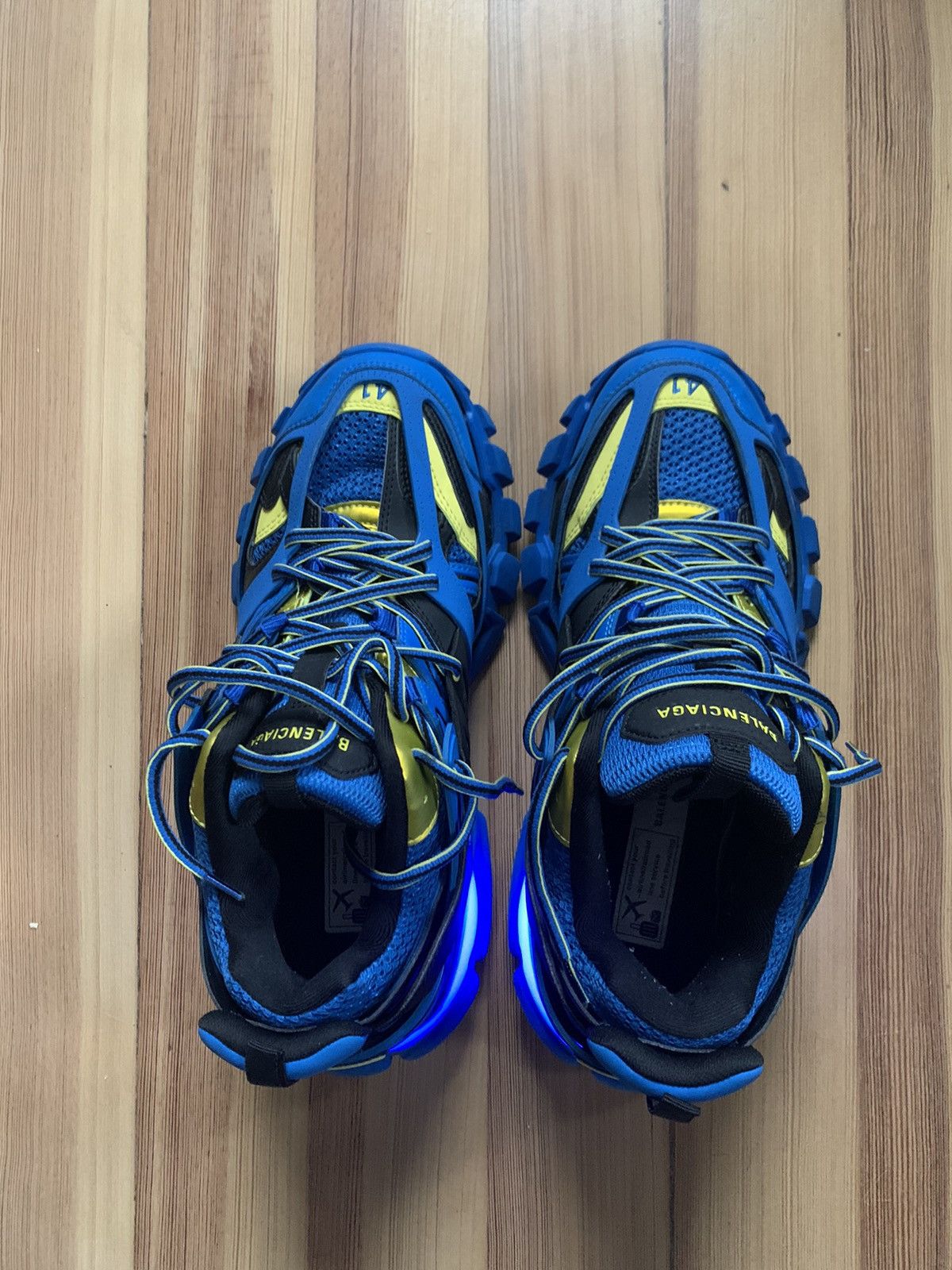 Balenciaga Blue and Yellow LED Track Low Sneakers Size US 8.5 / EU 41-42 - 2 Thumbnail