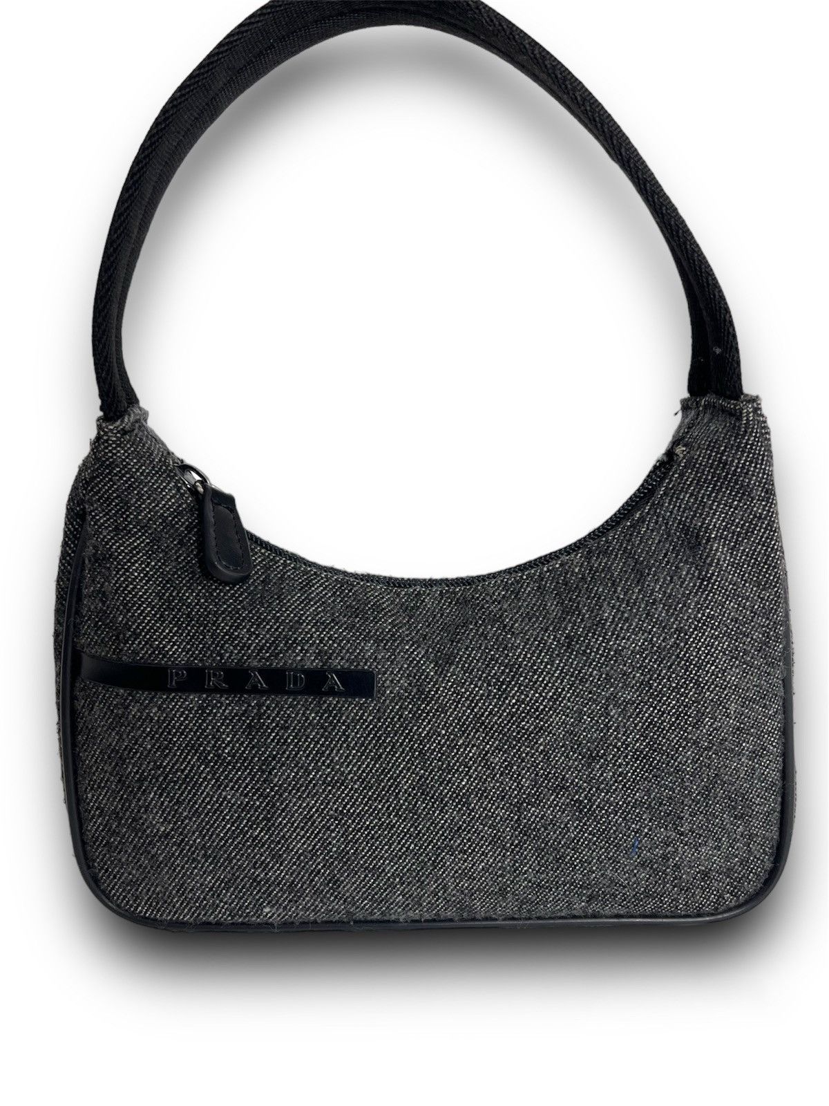 image of Prada Spring Summer 1999 Dark Grey Wool Shoulder Bag, Women's