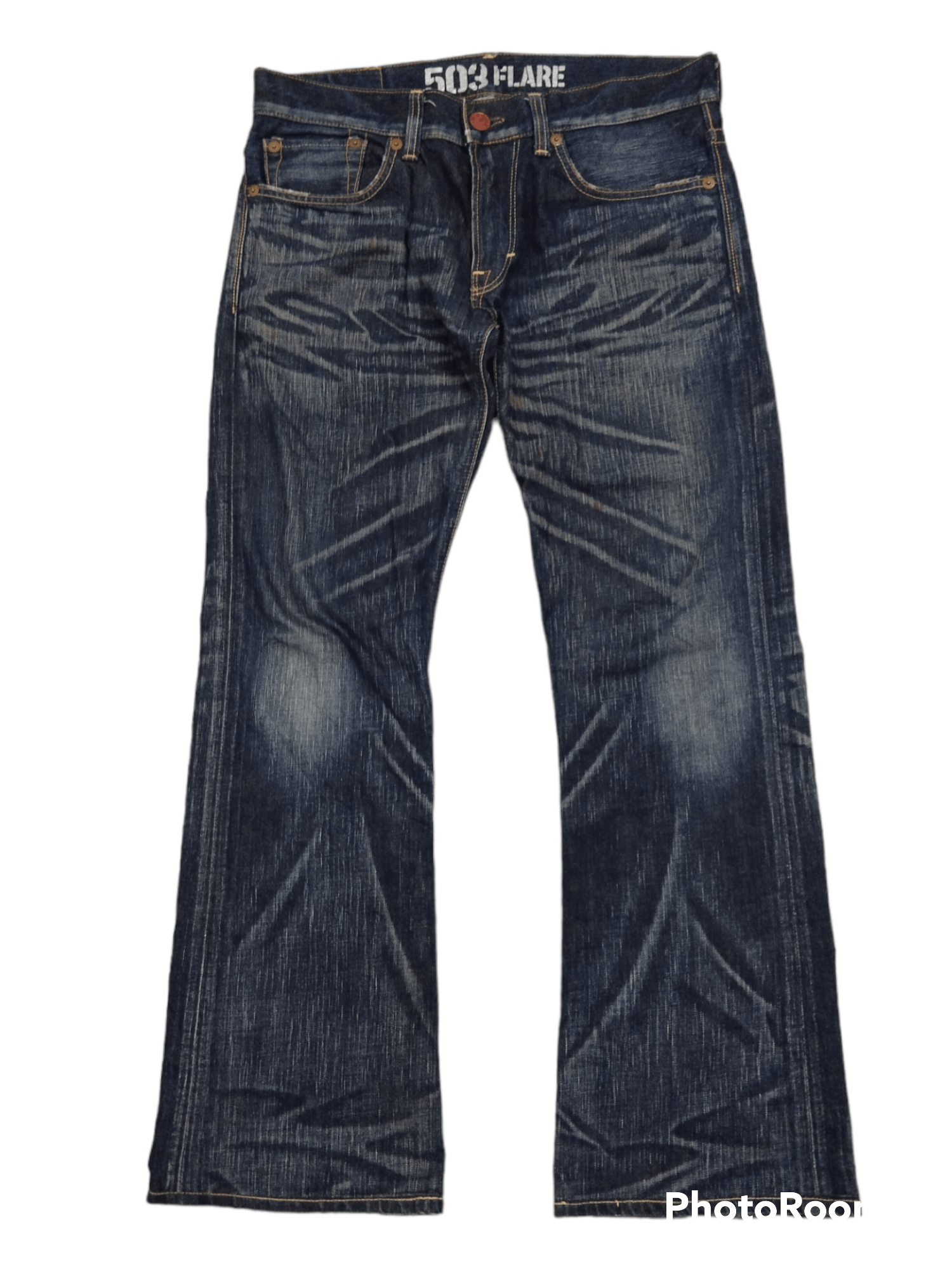 Edwin 🔥INSANE 90s FLARE 503 WASHED BLUE DENIM PANTS Size US 33 - 1 Thumbnail