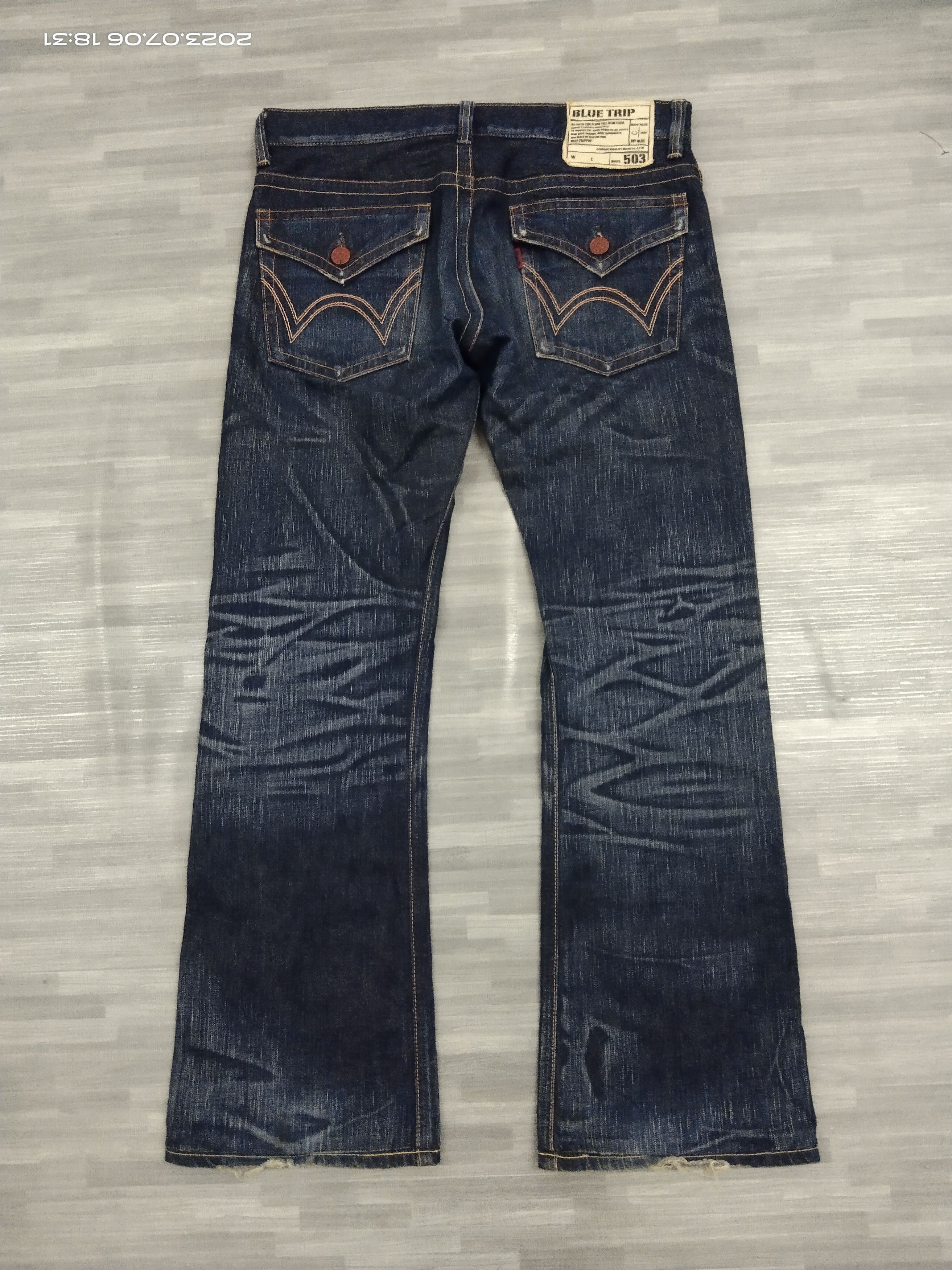 Edwin 🔥INSANE 90s FLARE 503 WASHED BLUE DENIM PANTS Size US 33 - 3 Thumbnail