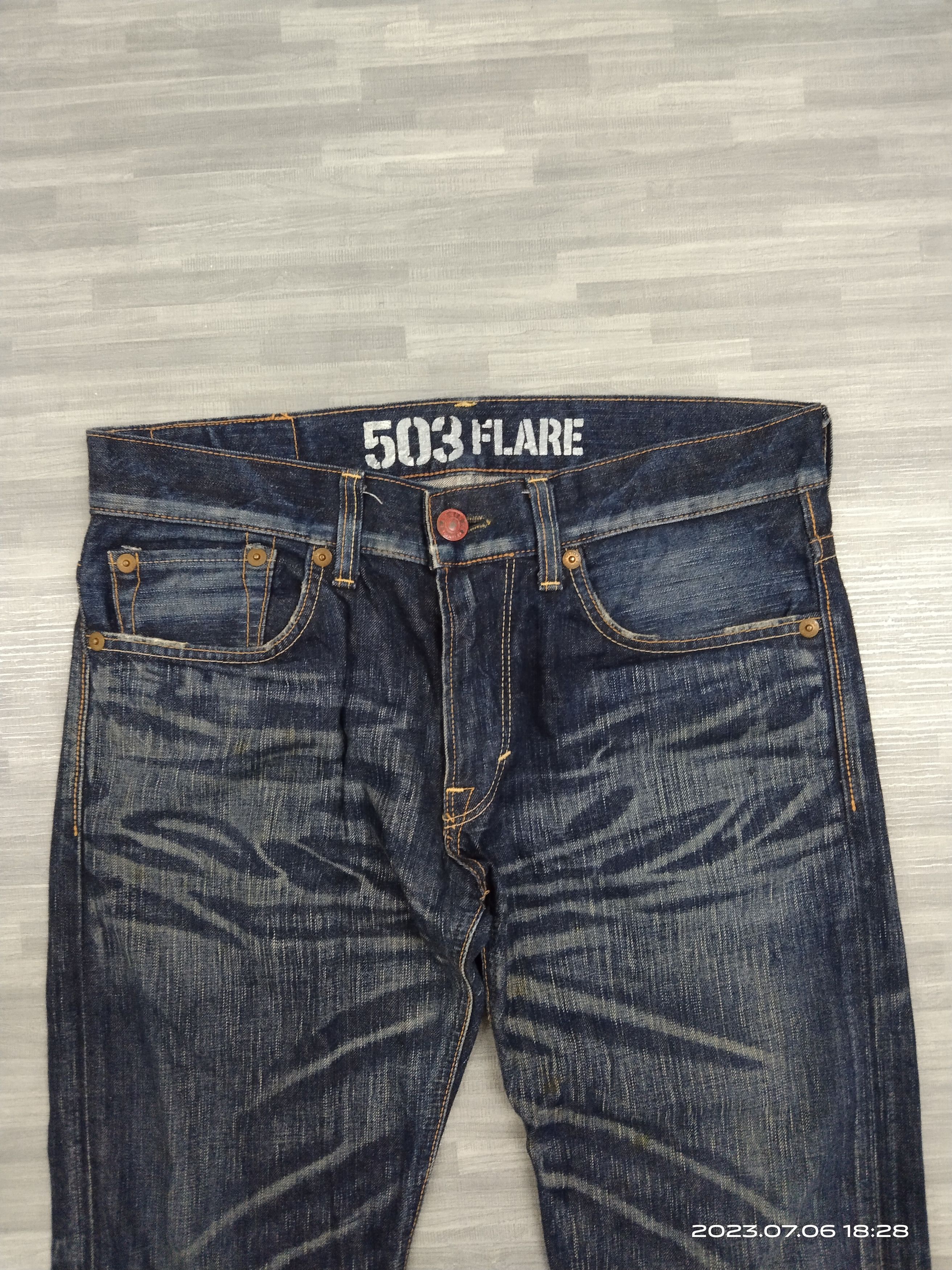 Edwin 🔥INSANE 90s FLARE 503 WASHED BLUE DENIM PANTS Size US 33 - 4 Thumbnail