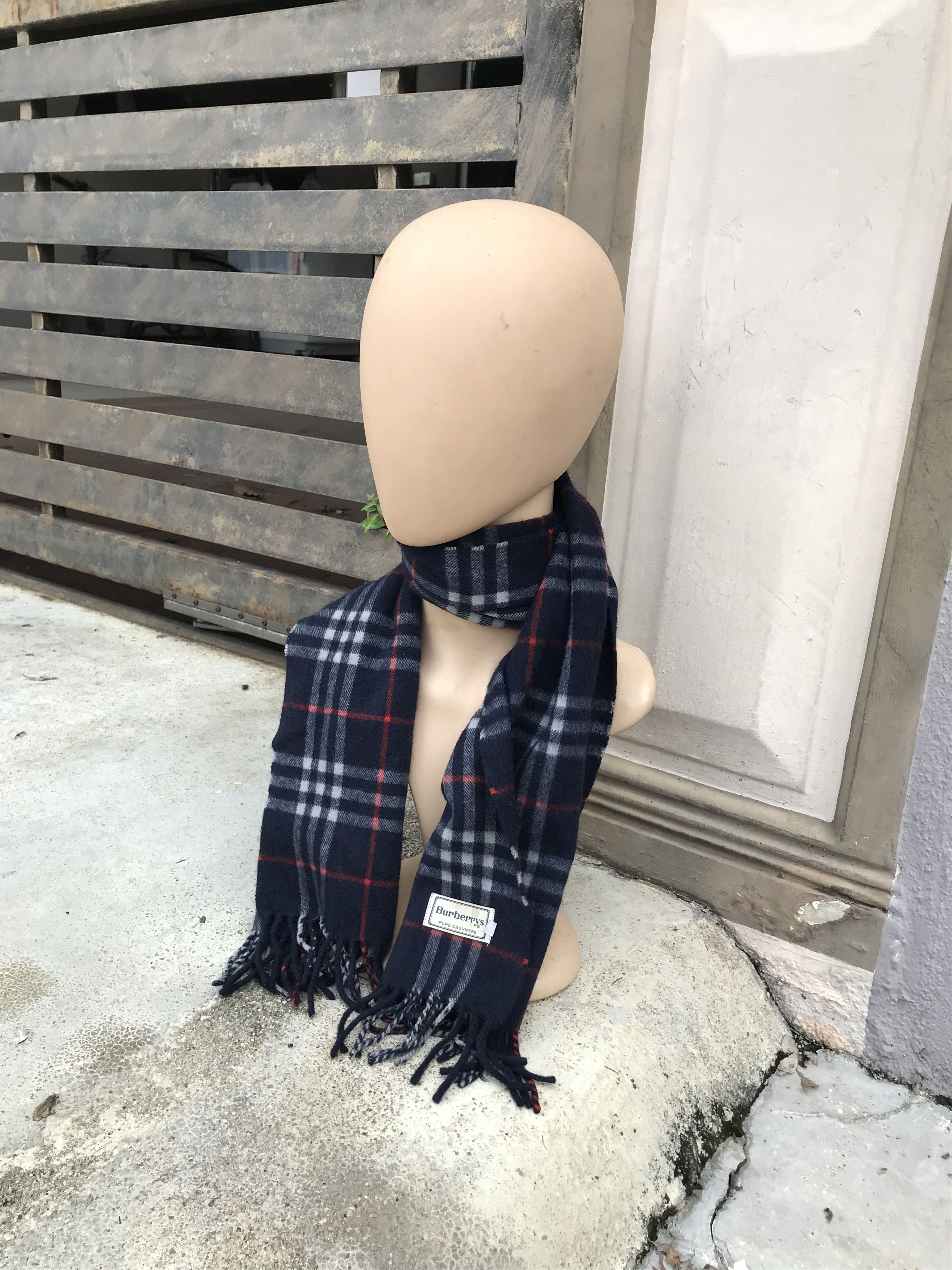 image of Burberrys Wool Scarf in Navy, Men's