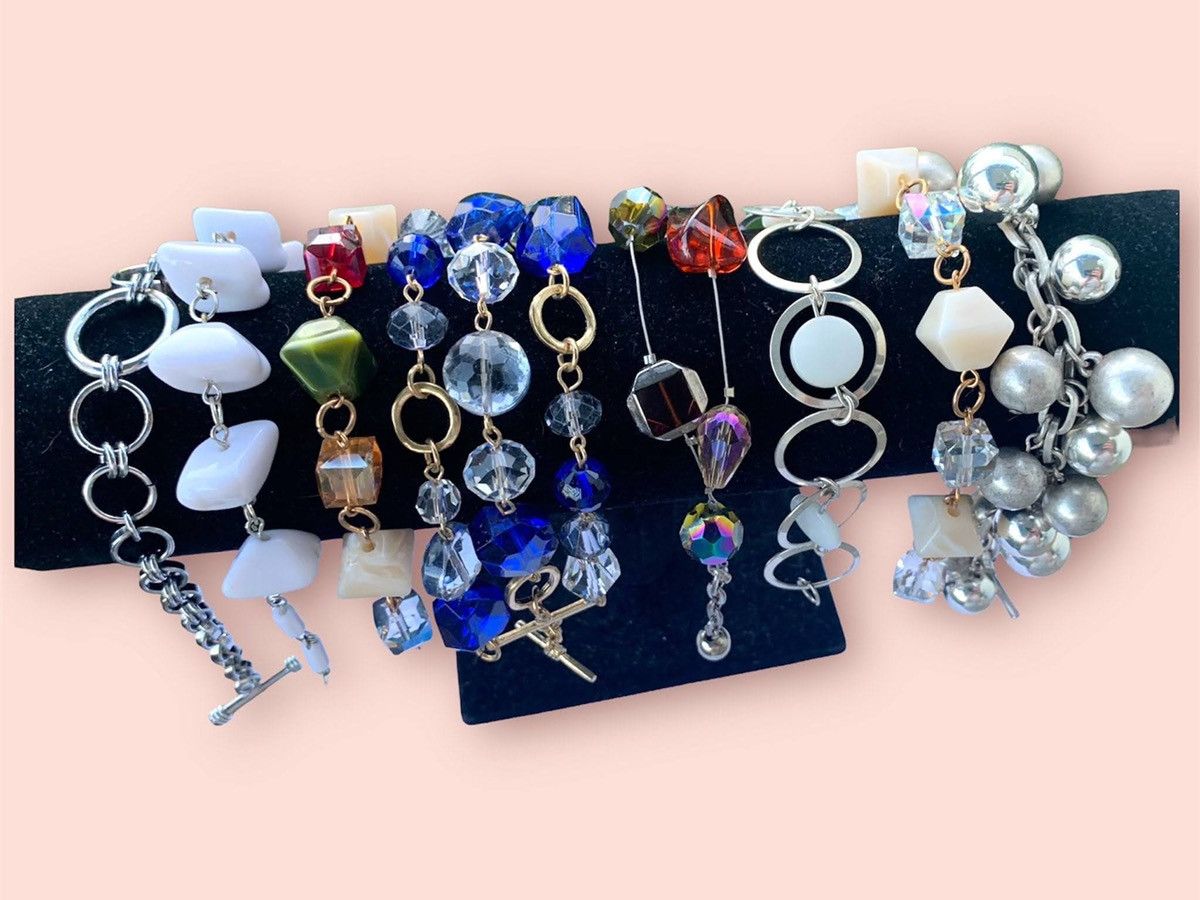 Vintage Bracelets Colourful Beaded Crystals Jewelry Lot, Women's