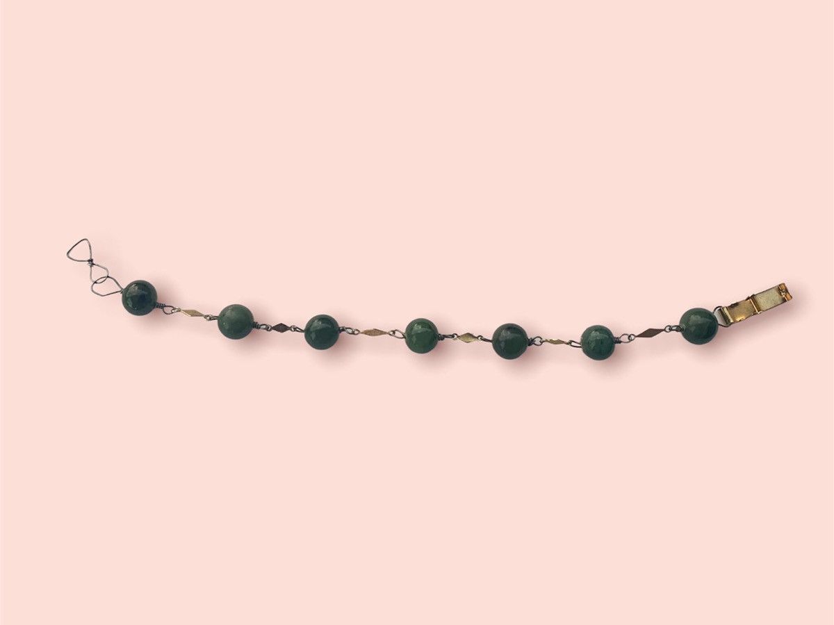 Vintage Jade Bracelet Vintage Gold Link Women’s Jewelry Size ONE SIZE - 6 Thumbnail