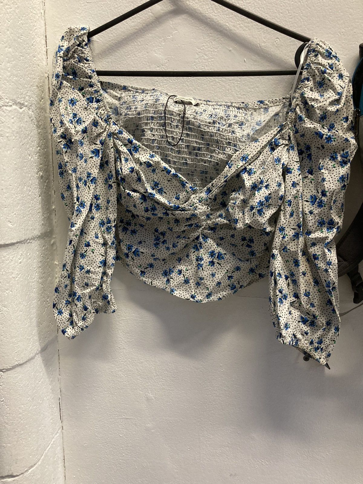 Other Green and white scrunched crop top Size L / US 10 / IT 46 - 1 Thumbnail