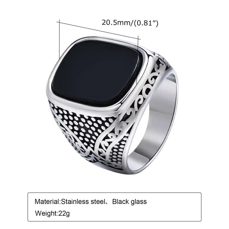 Other Rock Punk Onyx Stone Ring Size ONE SIZE - 2 Thumbnail