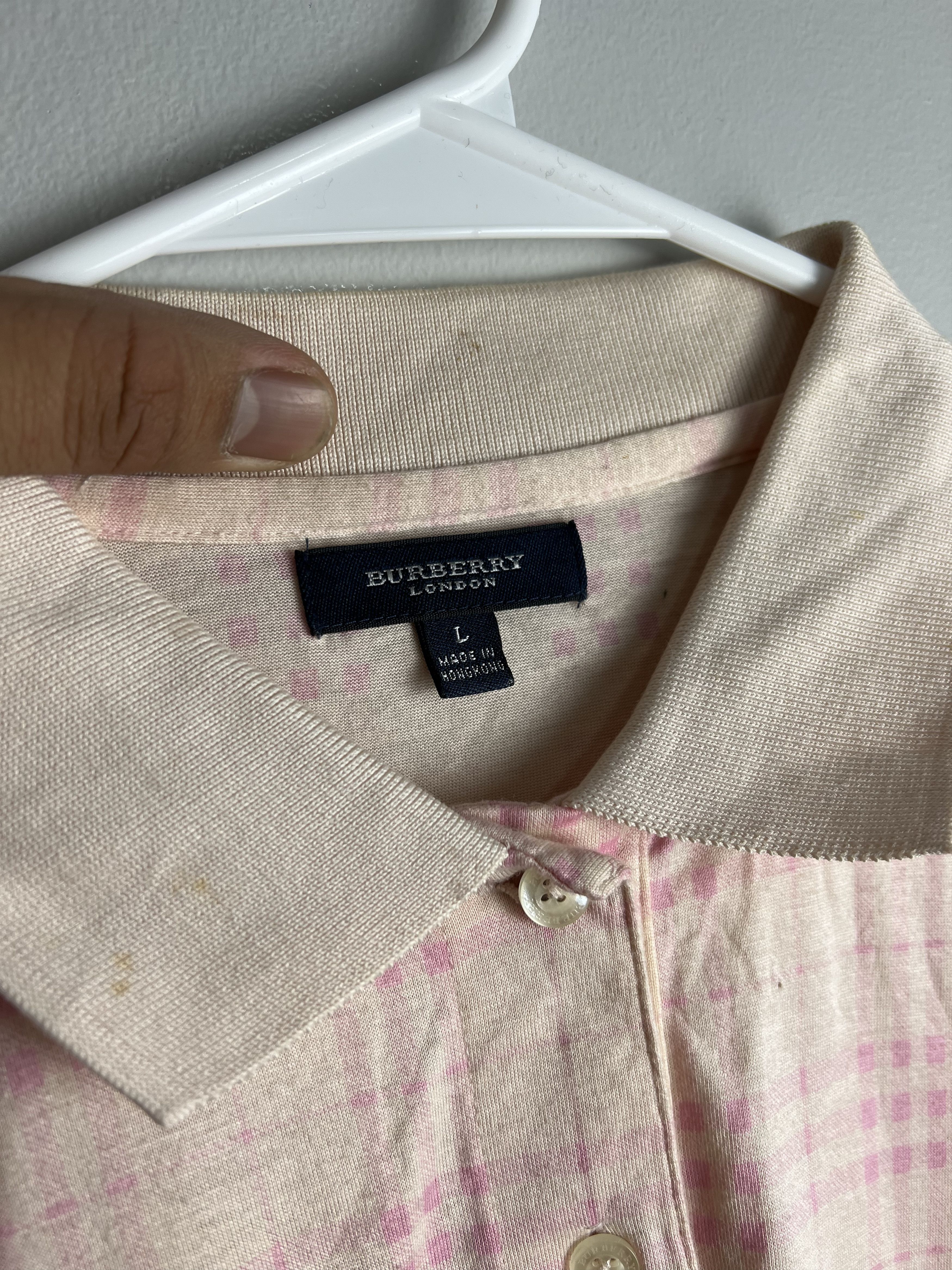 Burberry Burberry - Pink Plaid - Poloshirt Size US L / EU 52-54 / 3 - 4 Thumbnail