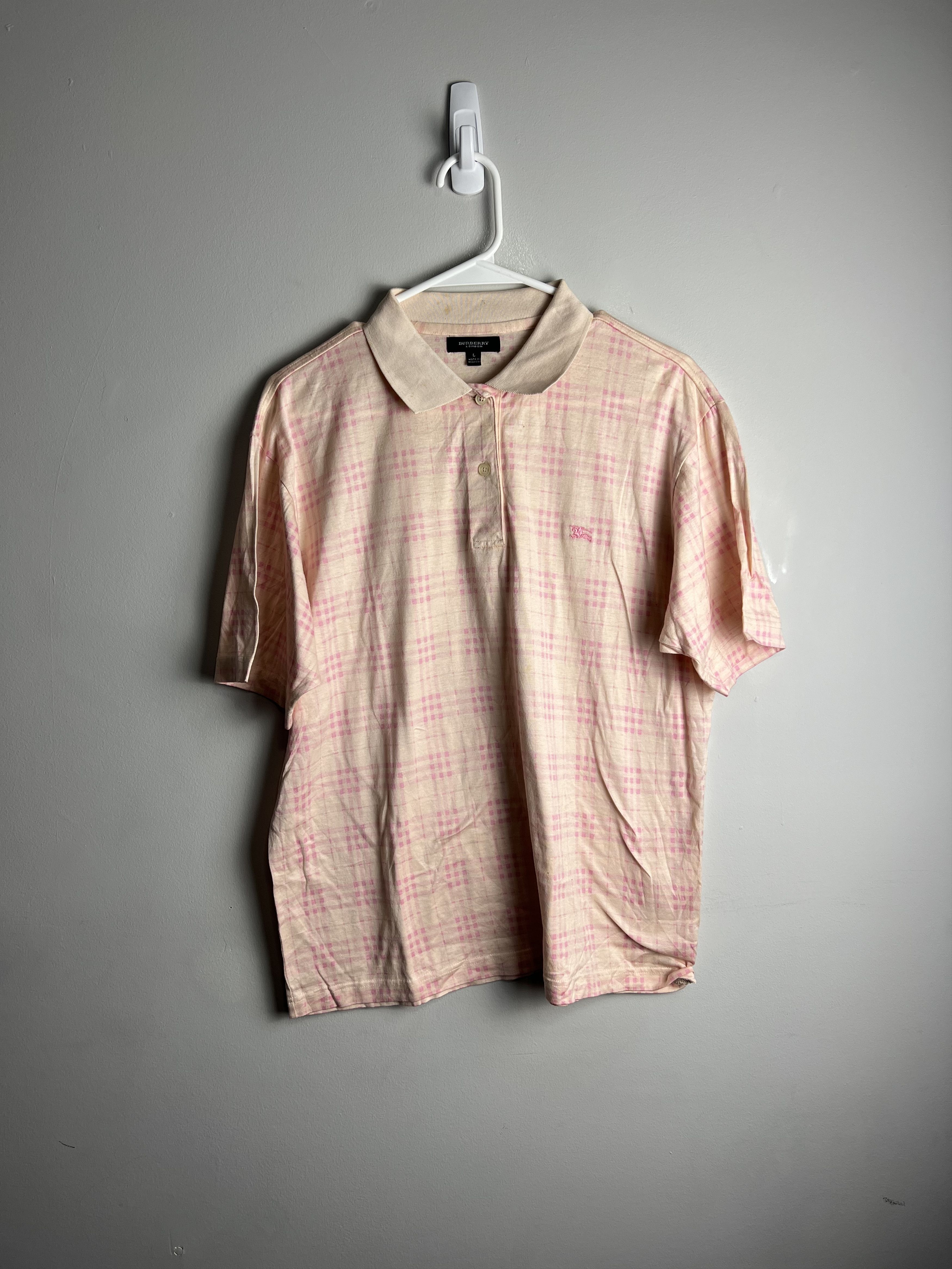 Burberry Burberry - Pink Plaid - Poloshirt Size US L / EU 52-54 / 3 - 1 Thumbnail