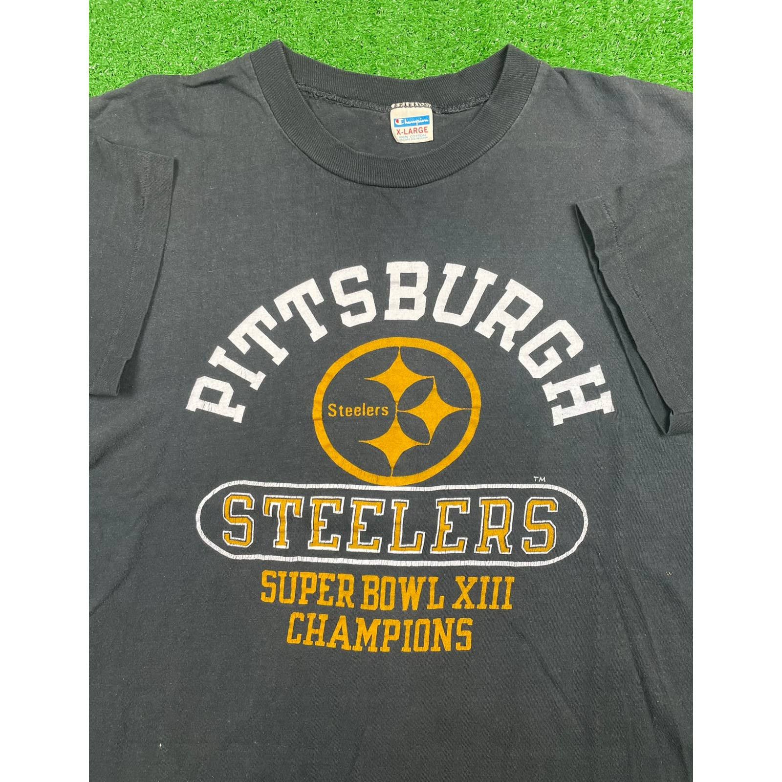 Vintage Pittsburgh Steelers Champion Blue Bar T-Shirt