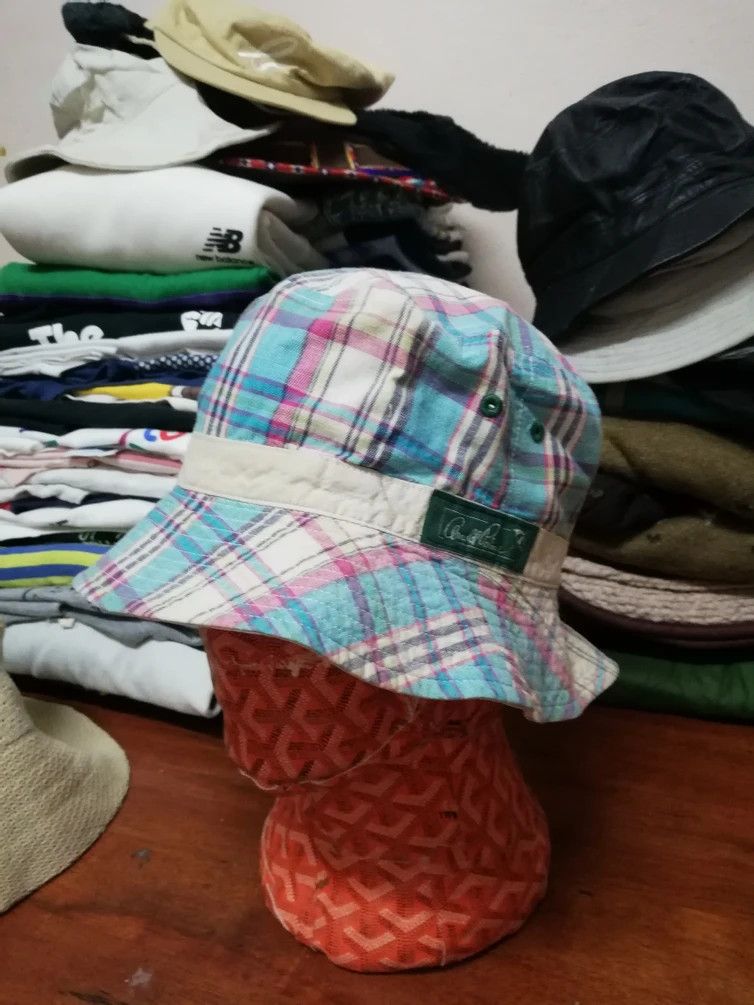image of 14Th Addiction x Hats Vintage Arnold Palmer Plaid Checkered Reversible Bucket Hat, Men's