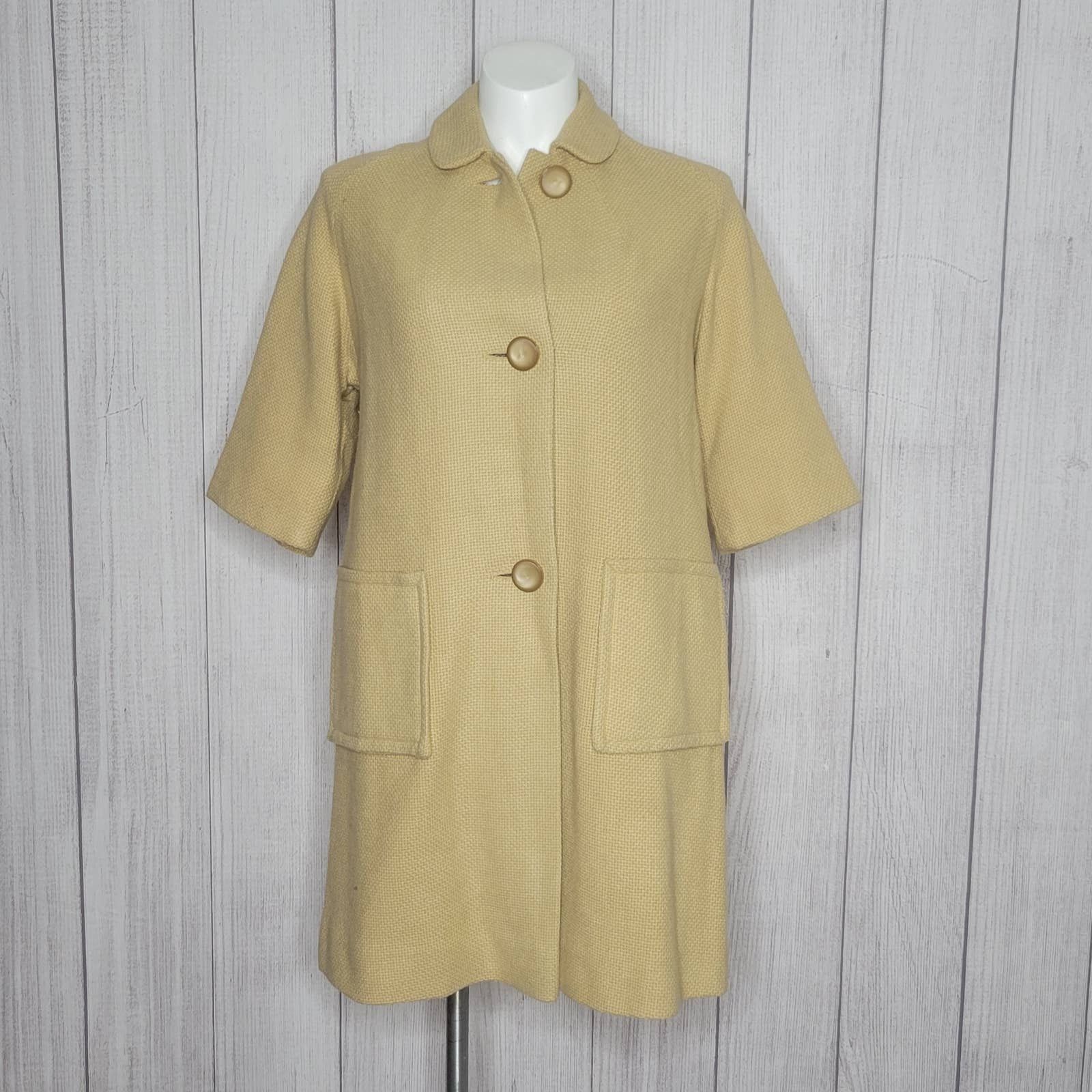 Vintage Marlee 50s 60s Tan Burlap Swing Coat Union Made