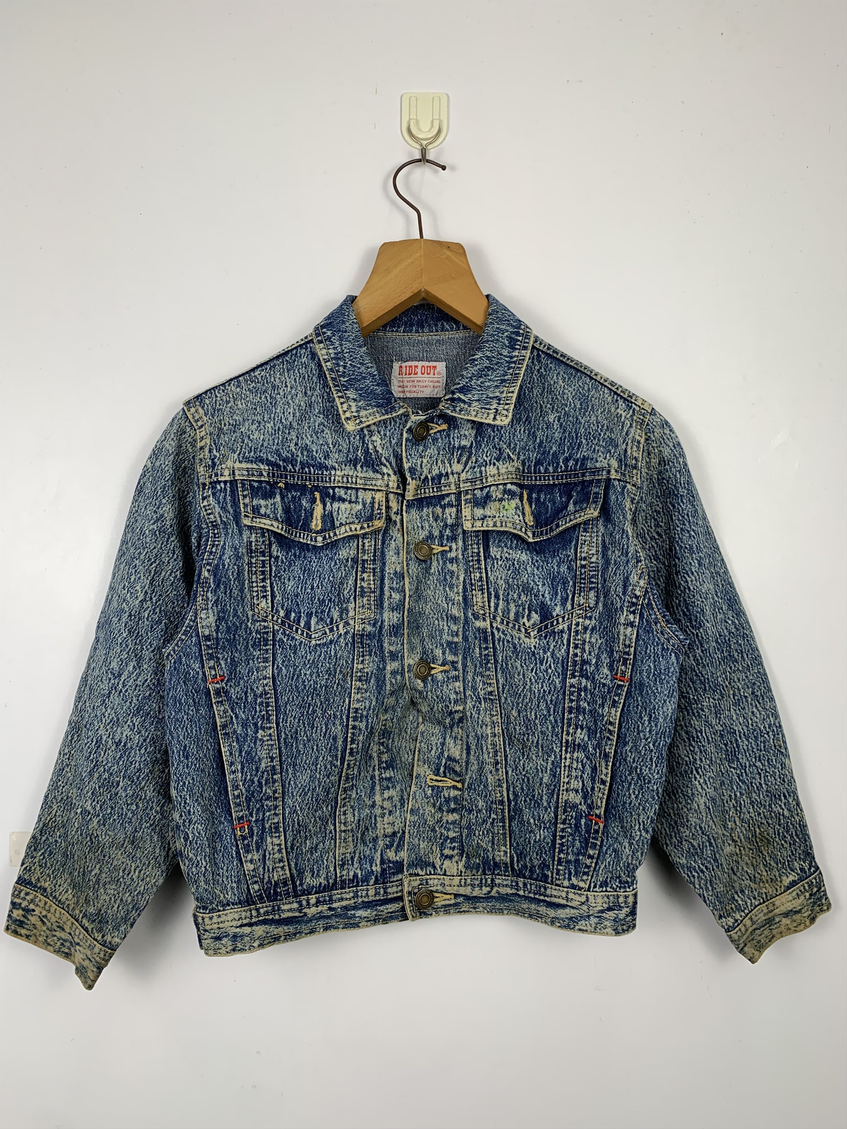 Other Vintage Ride Out Jeans Acid Wash Button Jacket J0530 Size US S / EU 44-46 / 1 - 1 Thumbnail