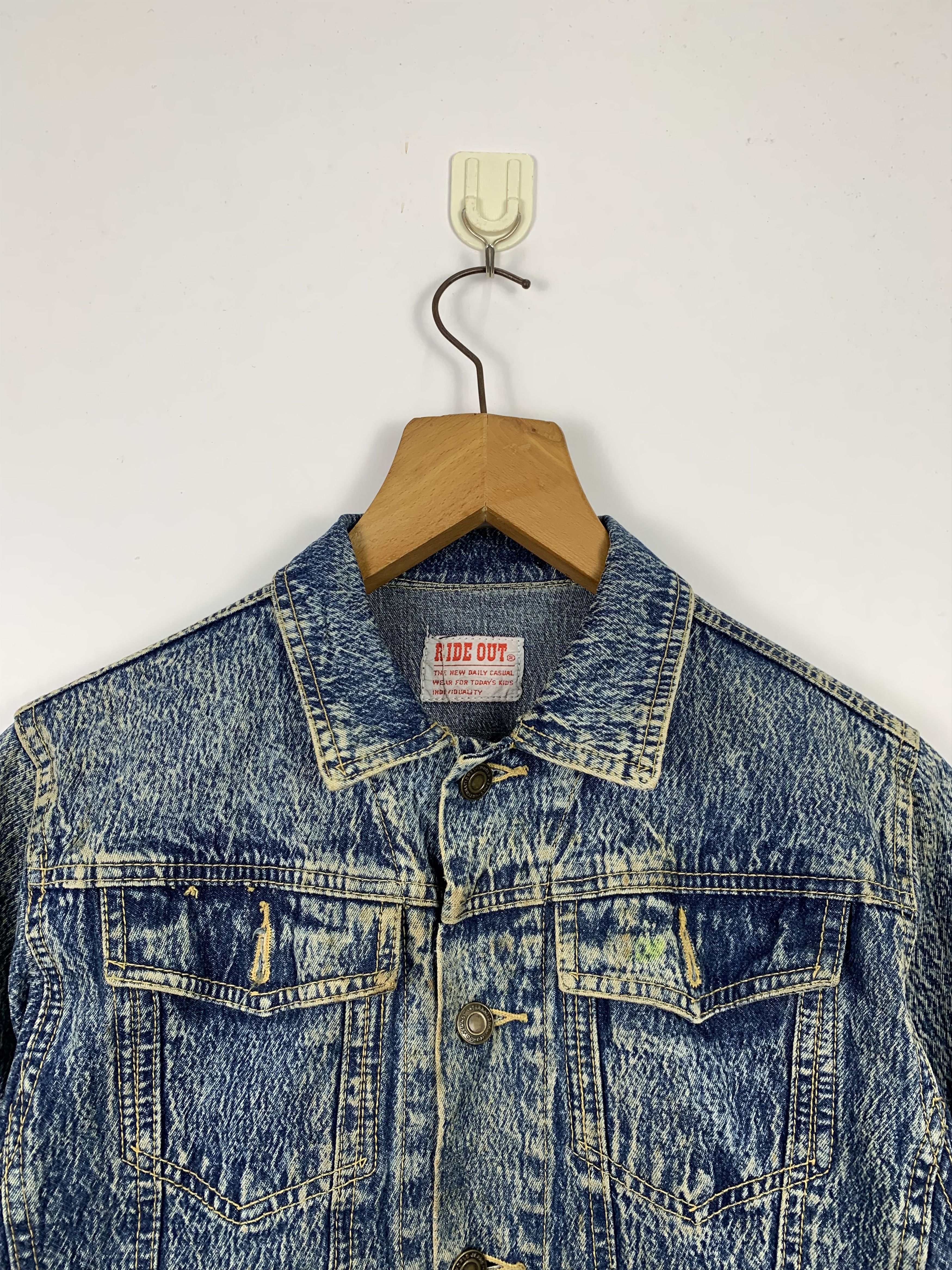 Other Vintage Ride Out Jeans Acid Wash Button Jacket J0530 Size US S / EU 44-46 / 1 - 2 Thumbnail