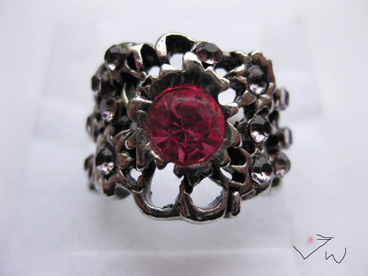 Jewelry x Vintage Pink Cz Tibetan Silver Ring - Size 5.5, Women's