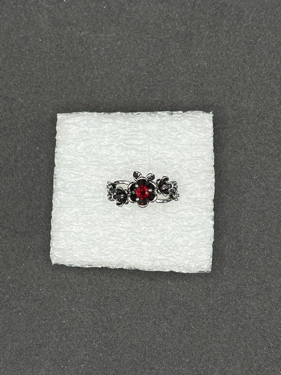 Jewelry Red Cz flower Tibetan silver ring - size 8.5 Size ONE SIZE - 1 Thumbnail