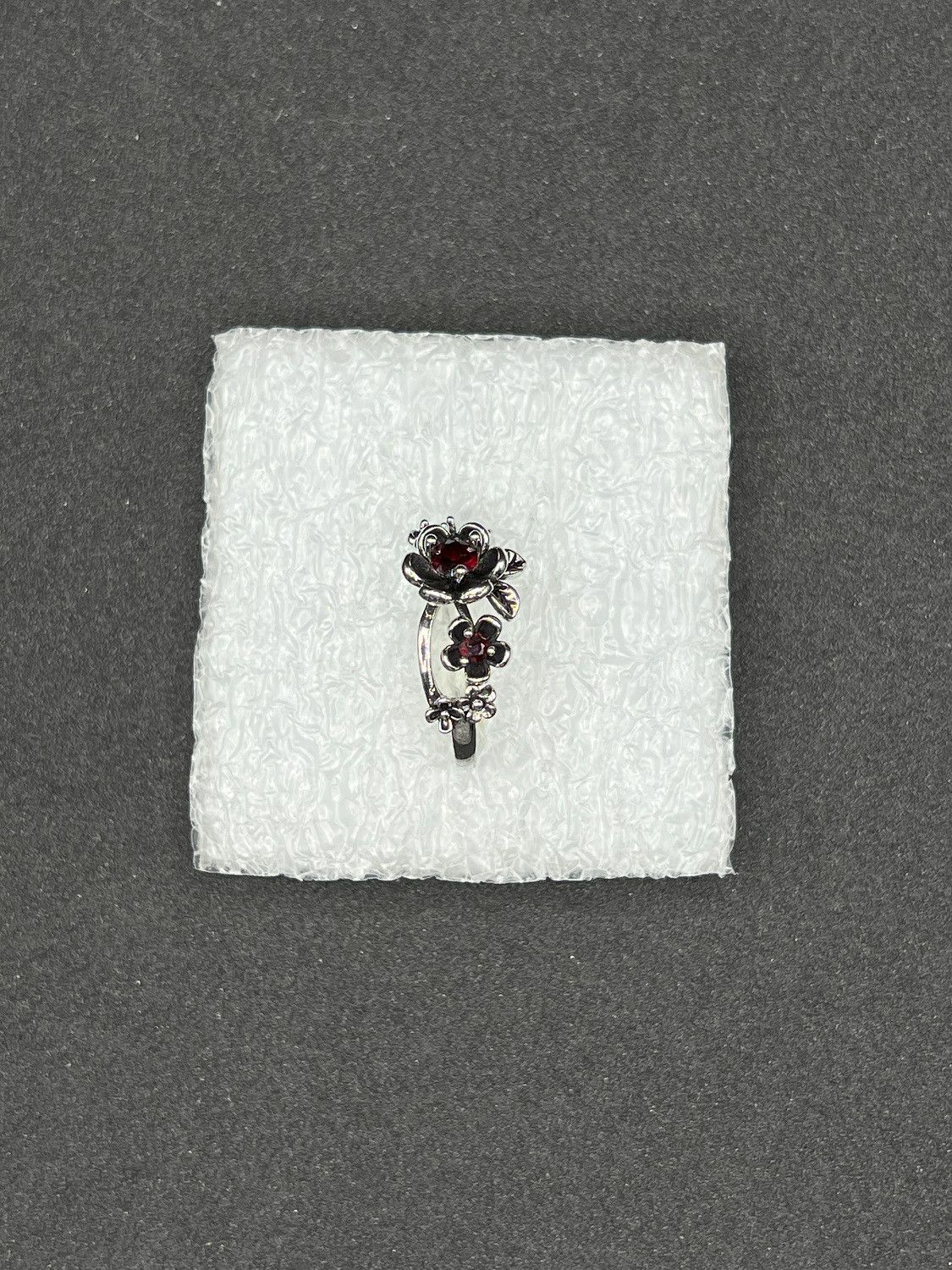 Jewelry Red Cz flower Tibetan silver ring - size 8.5 Size ONE SIZE - 2 Thumbnail