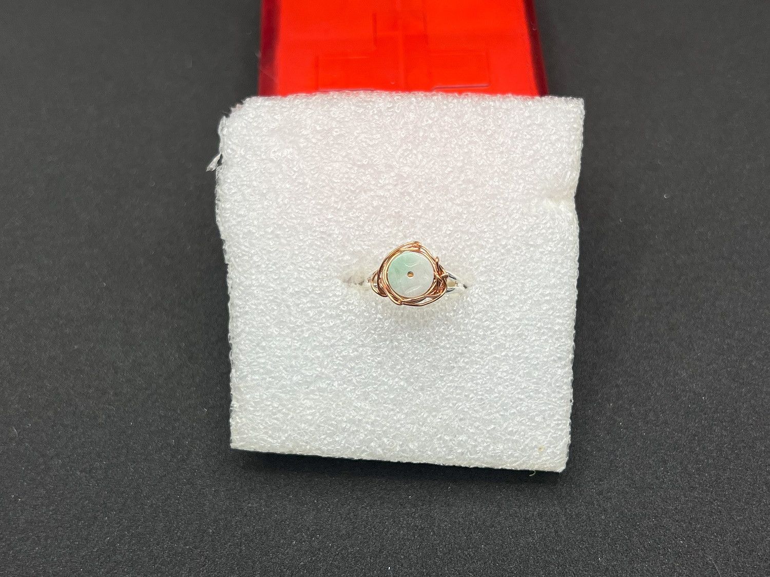 Handmade Jade Stainless Steel ring with bronze wire - size 5.5 Size ONE SIZE - 1 Thumbnail