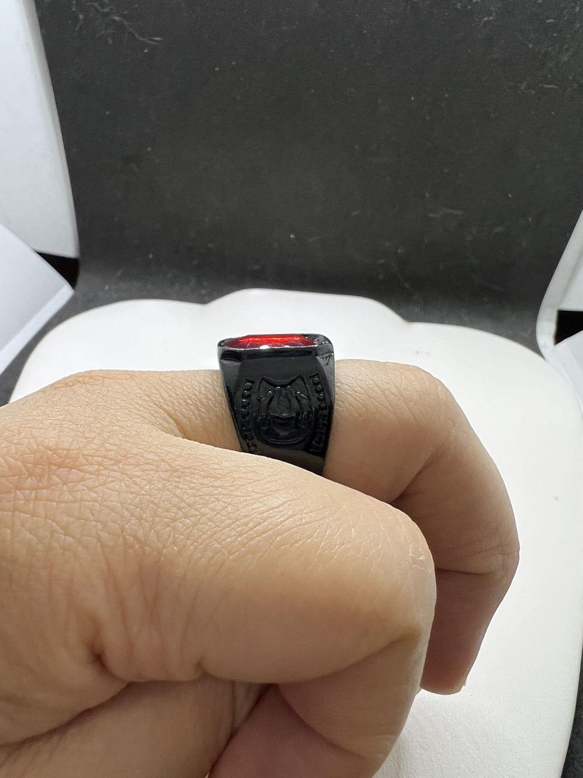 Jewelry Red CZ Tibetan Silver Black Ring - Size 9.25 Size ONE SIZE - 5 Thumbnail