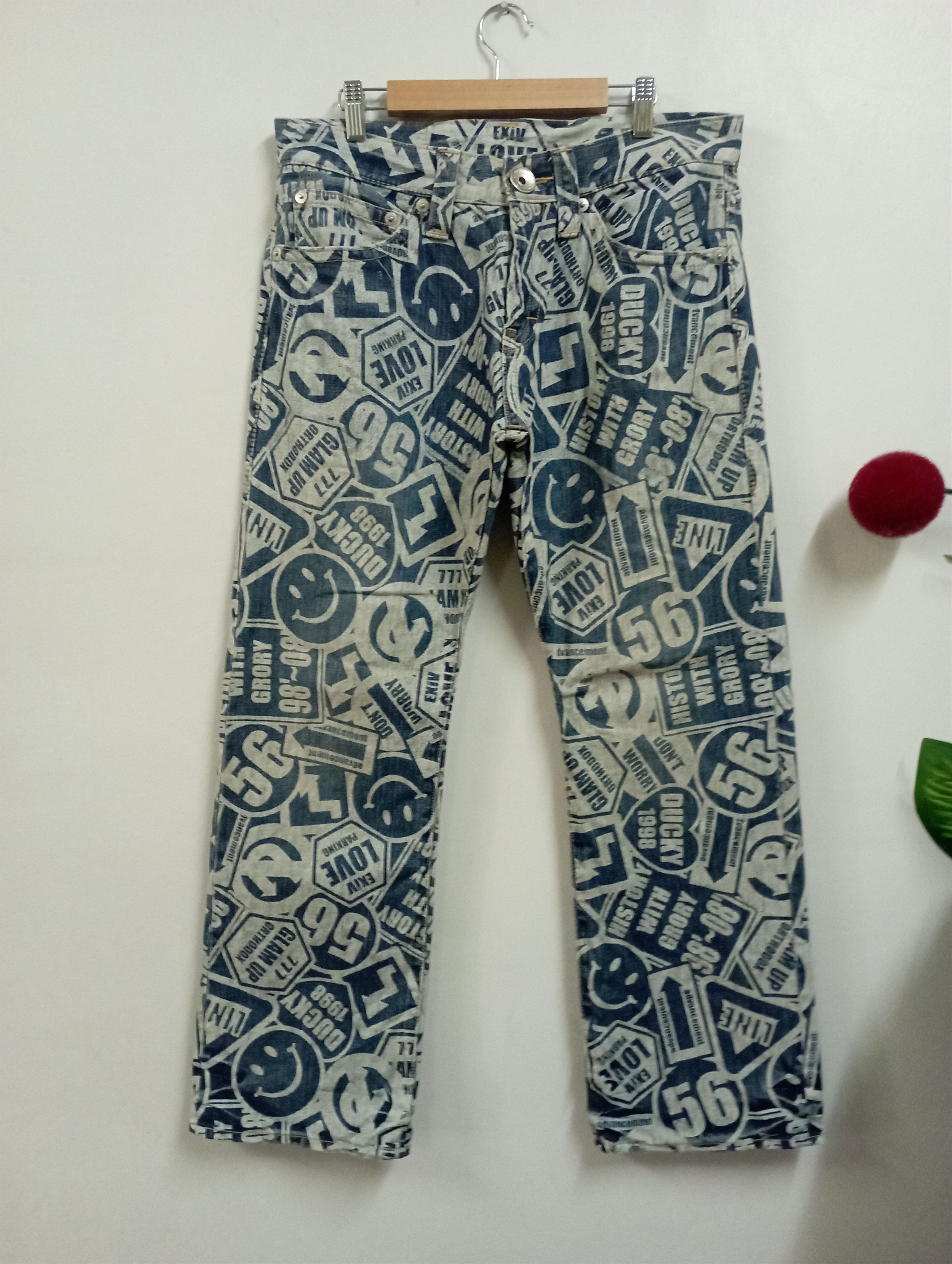 Kapital Japan Fullprinted & Smiley Like Kapital CO & LU Jeans Size US 33 - 1 Thumbnail