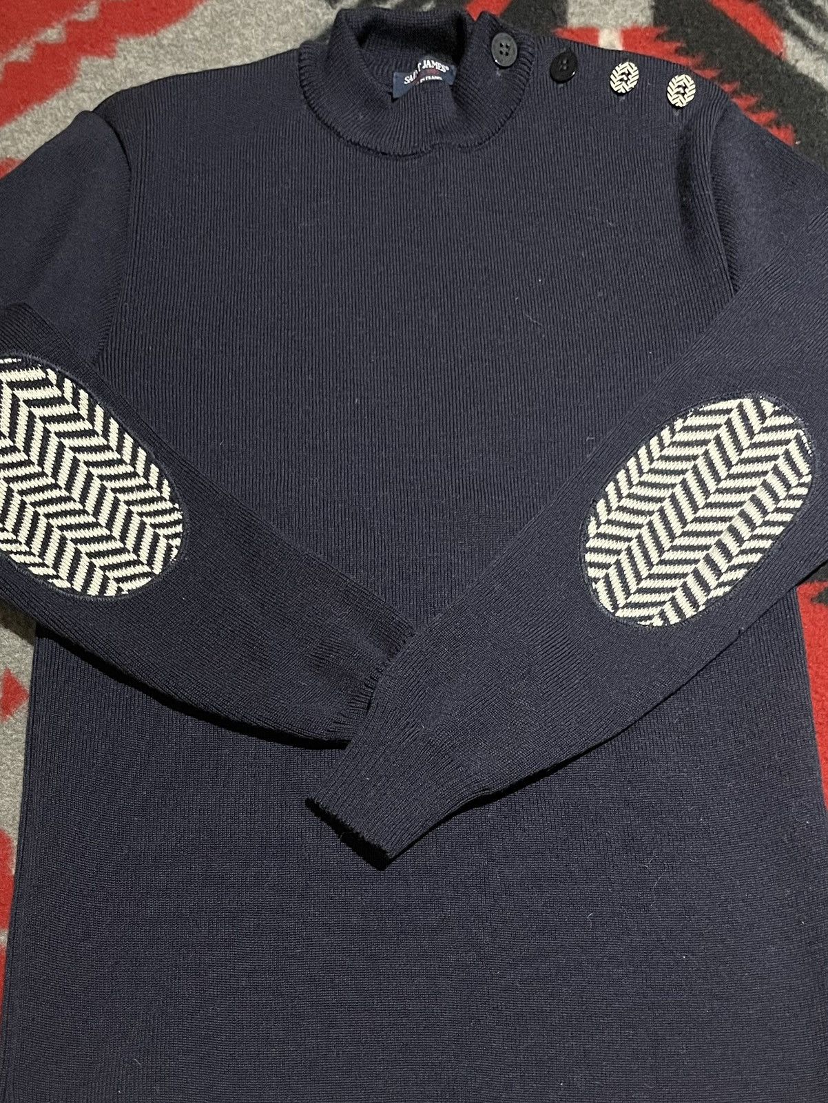 Saint James Wool Mock Neck Sweater With Shoulder Button Detail Size US M / EU 48-50 / 2 - 1 Thumbnail