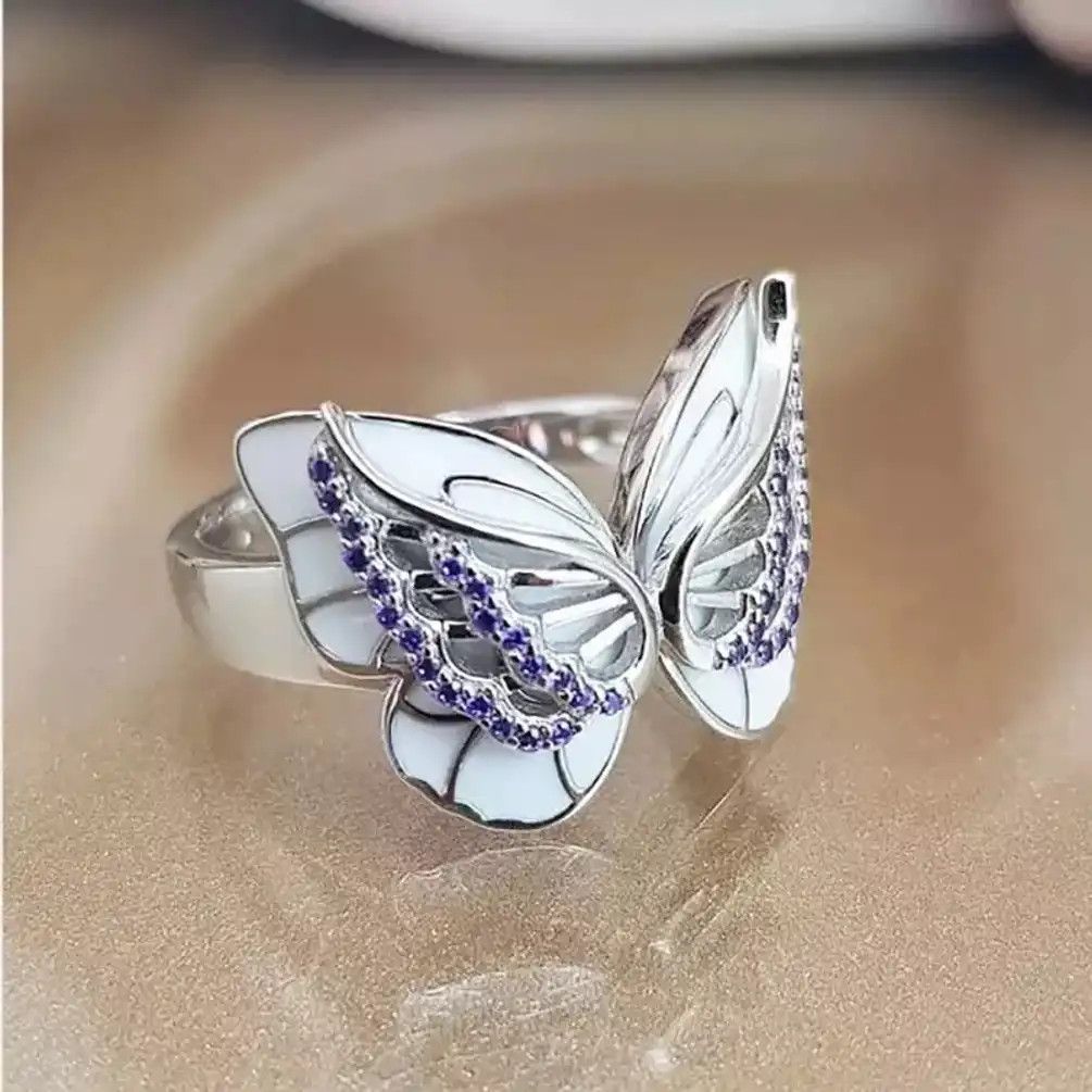 Jewelry Butterfly Elegant Enamel Ring Size ONE SIZE - 3 Thumbnail