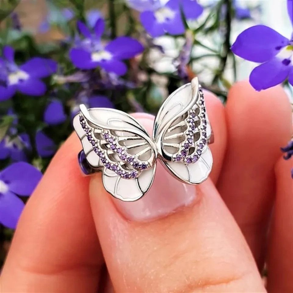 Jewelry Butterfly Elegant Enamel Ring Size ONE SIZE - 1 Thumbnail