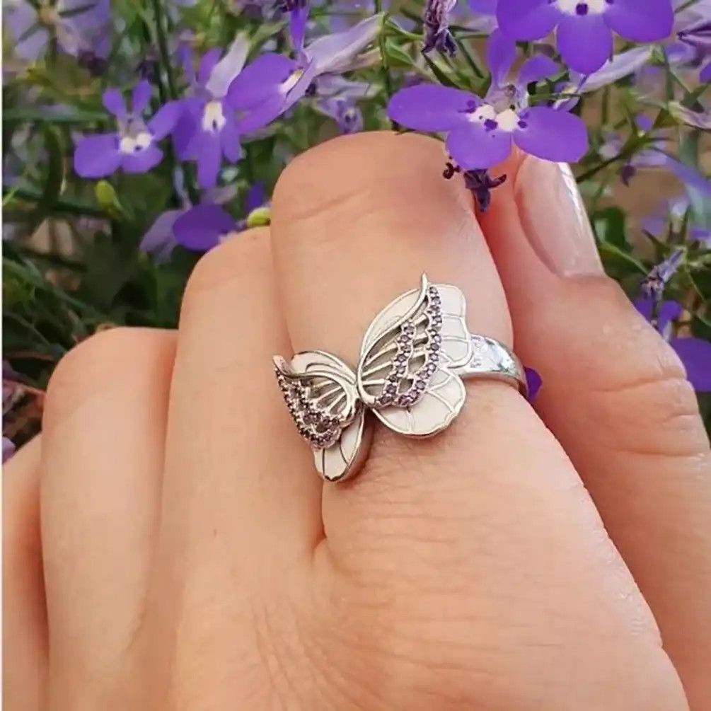 Jewelry Butterfly Elegant Enamel Ring Size ONE SIZE - 2 Thumbnail