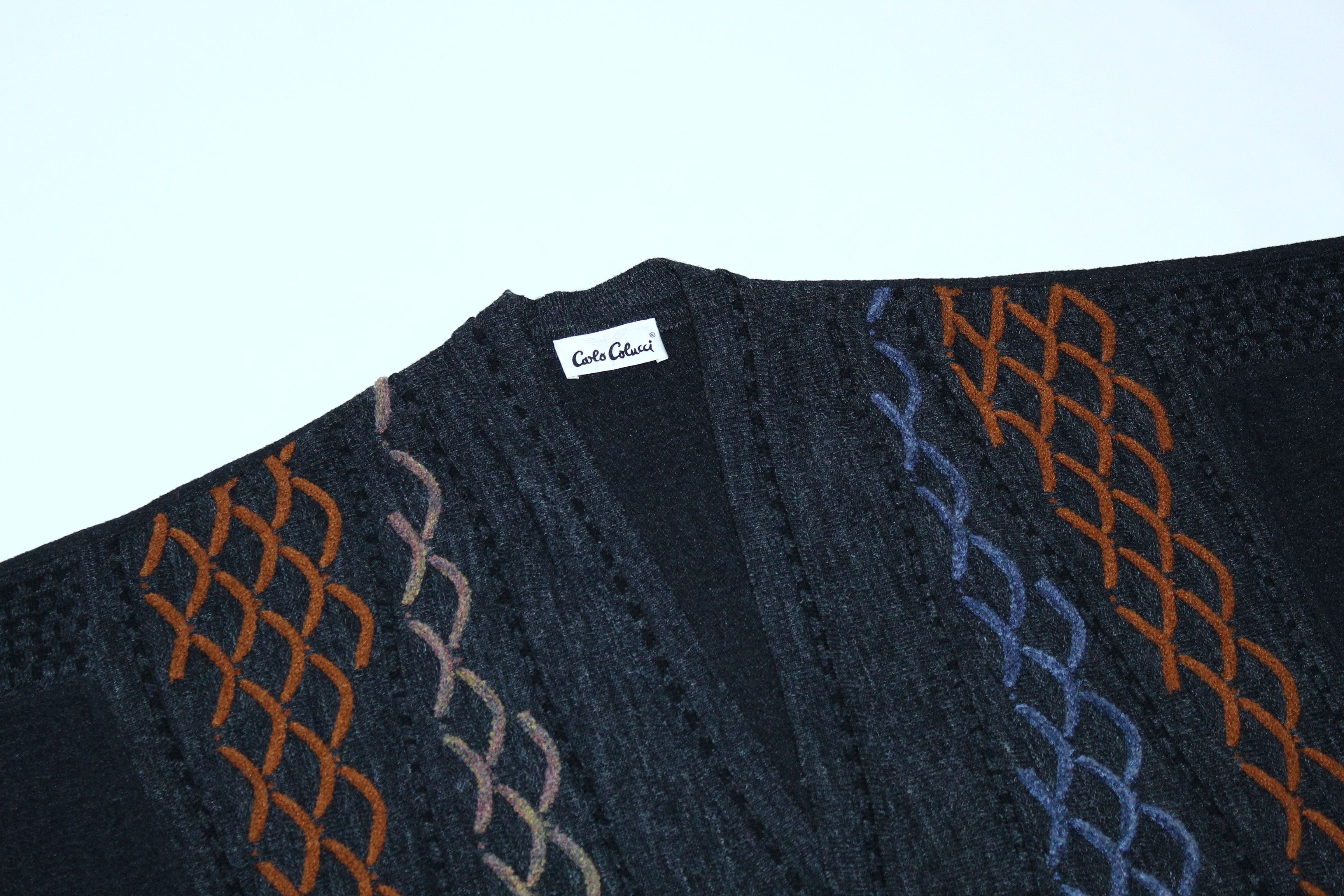 Carlo Colucci 🔥 VTG 🔥 Carlo Colucci Chunky Knit Cardigan. Coogi Style Size US XXL / EU 58 / 5 - 3 Thumbnail