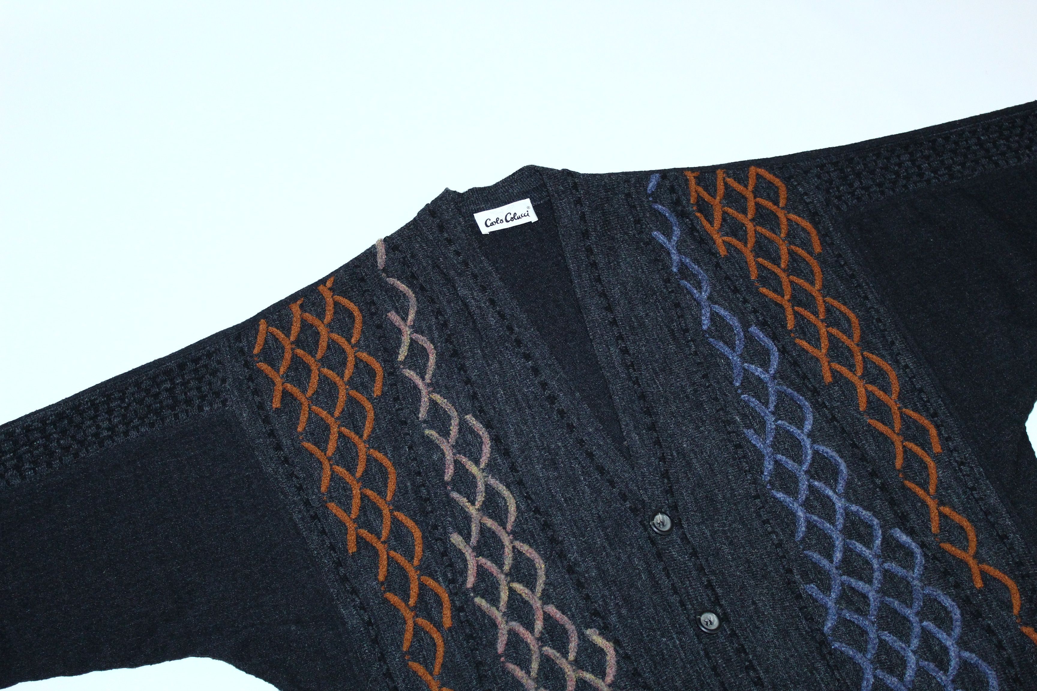 Carlo Colucci 🔥 VTG 🔥 Carlo Colucci Chunky Knit Cardigan. Coogi Style Size US XXL / EU 58 / 5 - 4 Thumbnail