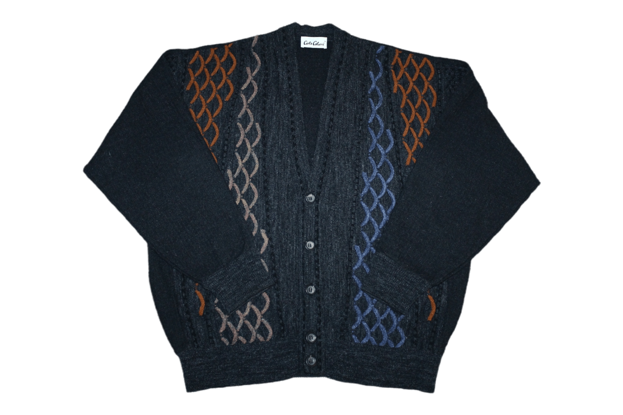 Carlo Colucci 🔥 VTG 🔥 Carlo Colucci Chunky Knit Cardigan. Coogi Style Size US XXL / EU 58 / 5 - 1 Thumbnail