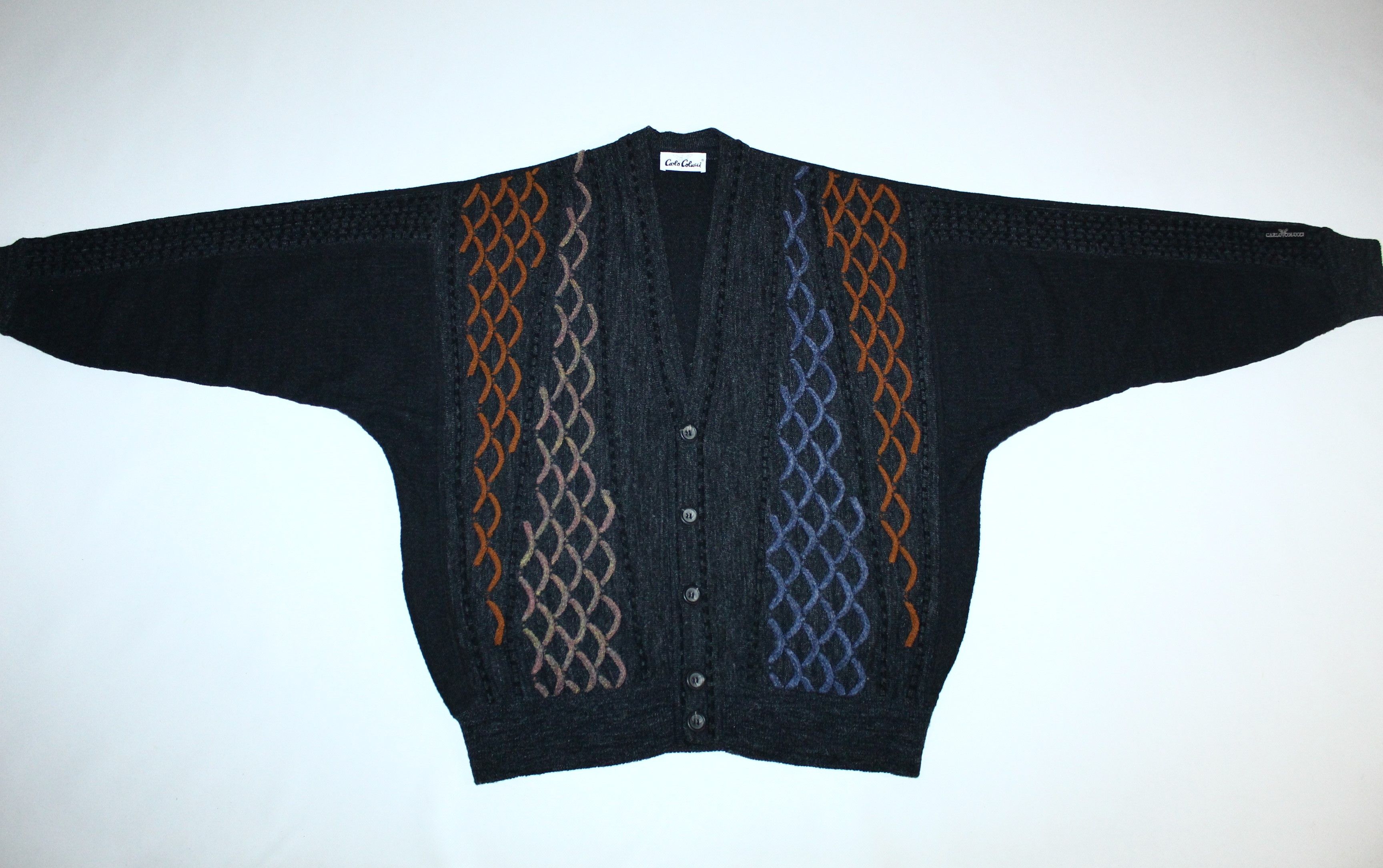 Carlo Colucci 🔥 VTG 🔥 Carlo Colucci Chunky Knit Cardigan. Coogi Style Size US XXL / EU 58 / 5 - 2 Thumbnail