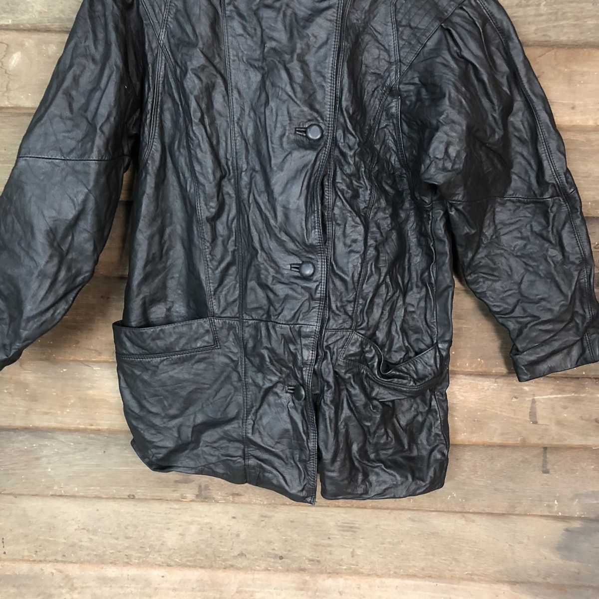 Japanese Brand Japanese Brand Black Leather Jacket vintage #7088 Size US S / EU 44-46 / 1 - 3 Thumbnail