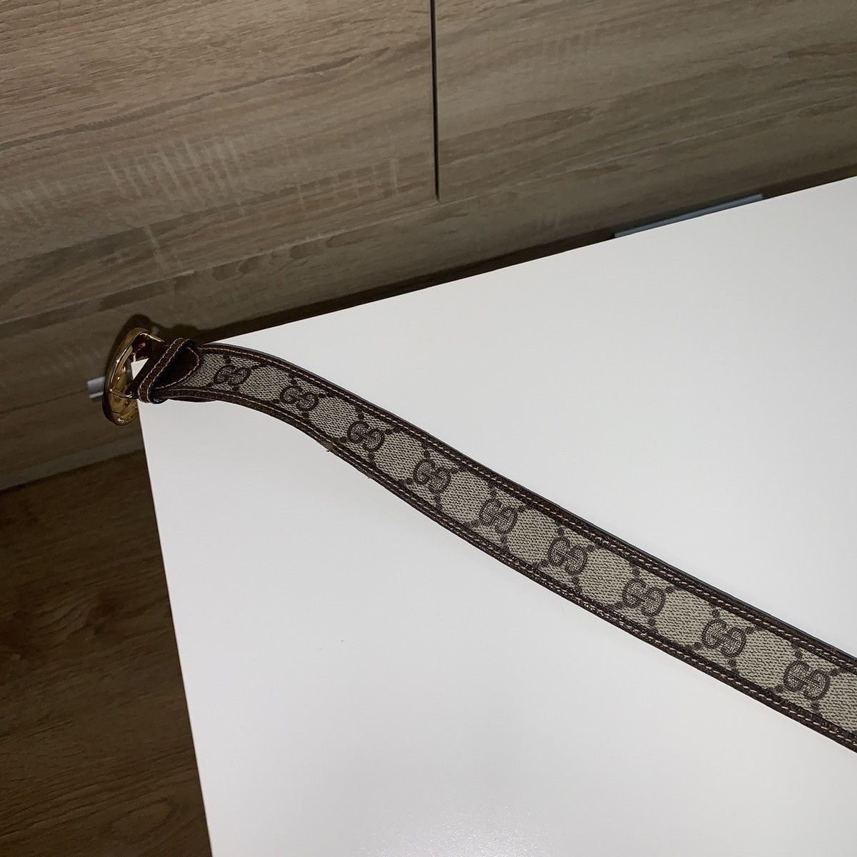 Vintage Gucci Monogram GG Gold Buckle belt XS-S