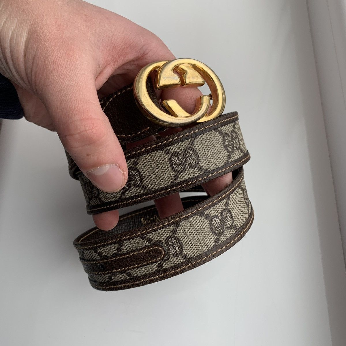 Vintage Gucci Monogram GG Gold Buckle belt XS-S
