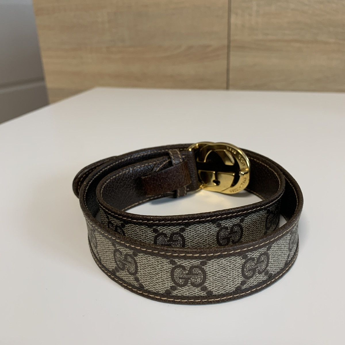Vintage Gucci Monogram GG Gold Buckle belt XS-S