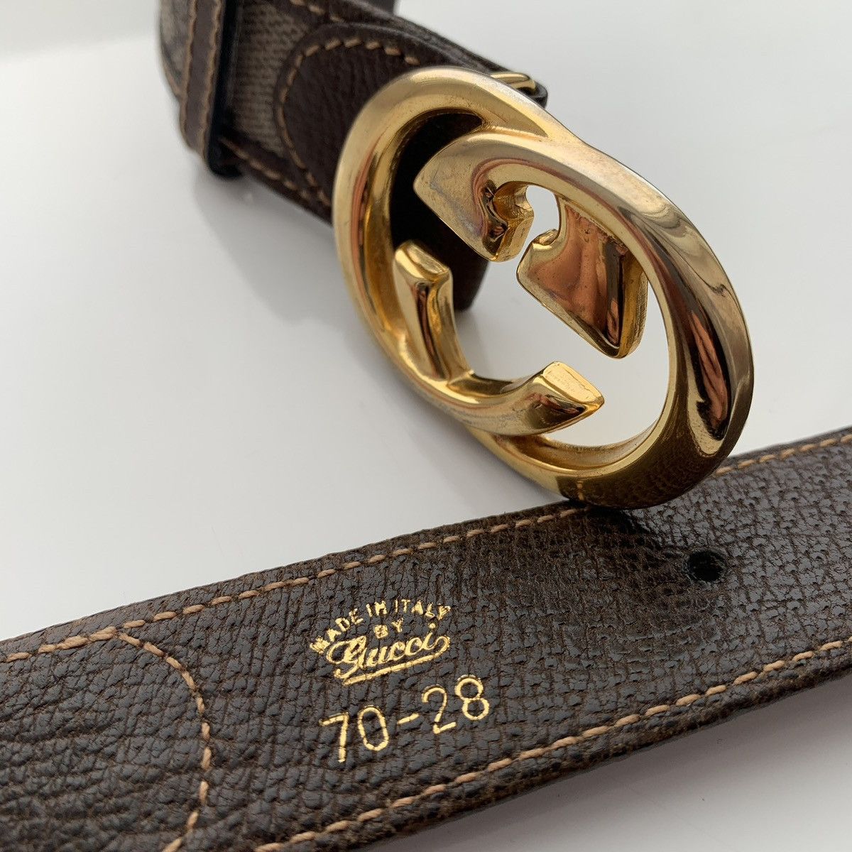 Vintage Gucci Monogram GG Gold Buckle belt XS-S