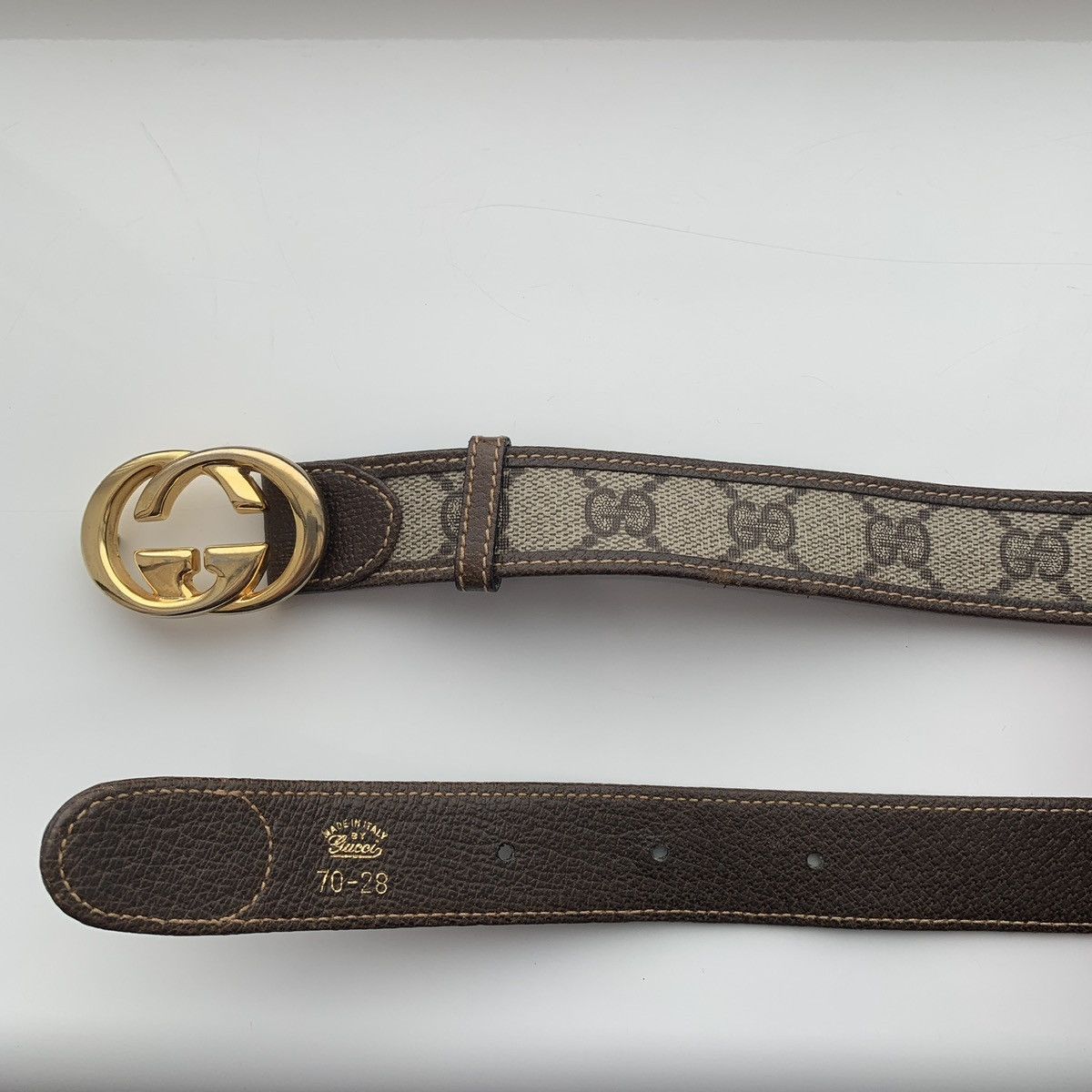 Vintage Gucci Monogram GG Gold Buckle belt XS-S
