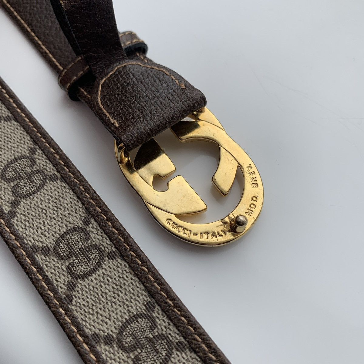 Vintage Gucci Monogram GG Gold Buckle belt XS-S