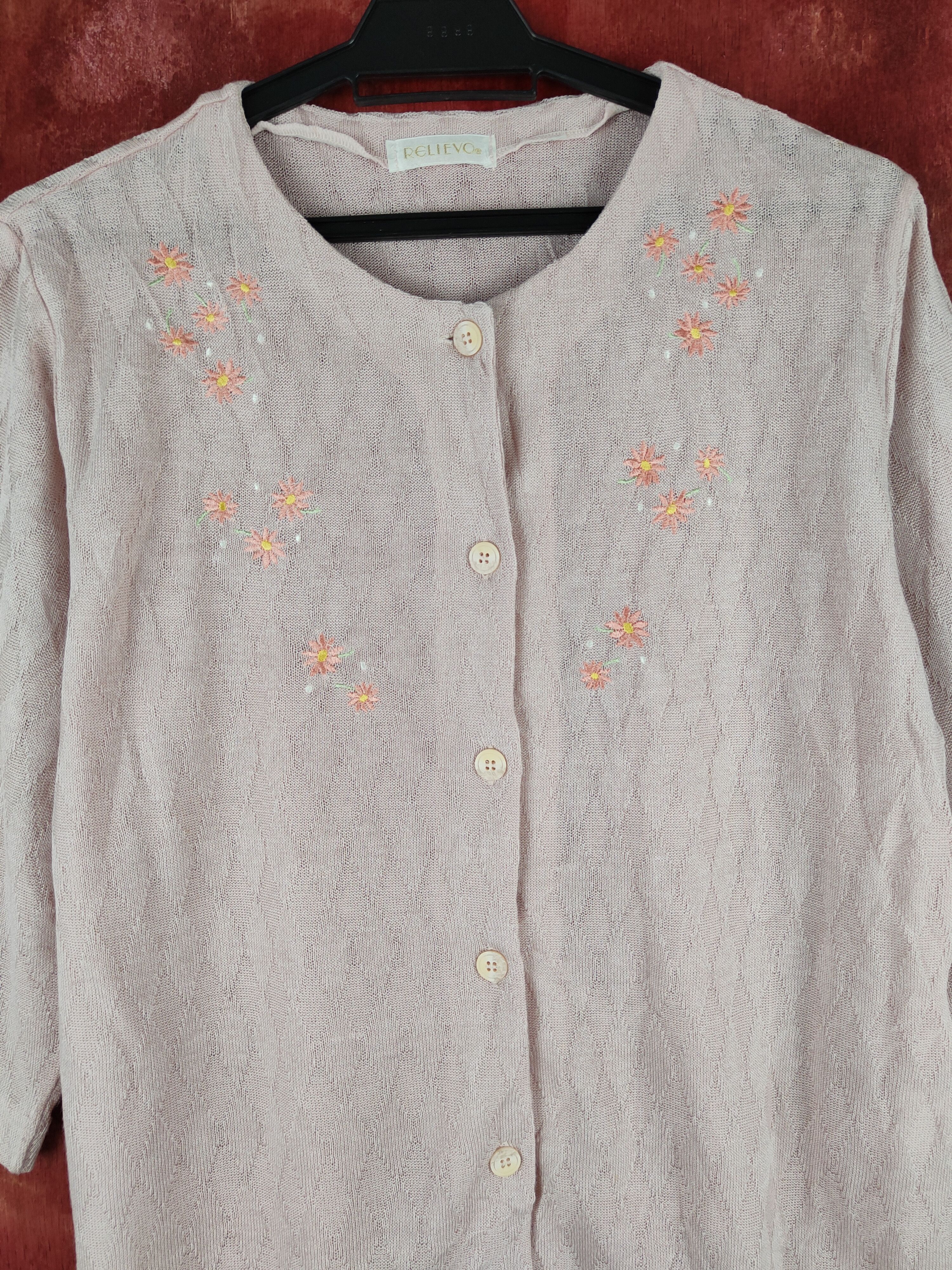 Japanese Brand × Vintage Relievo-Flower Pink Blouses vintage #S866 Size M / US 6-8 / IT 42-44 - 2 Thumbnail