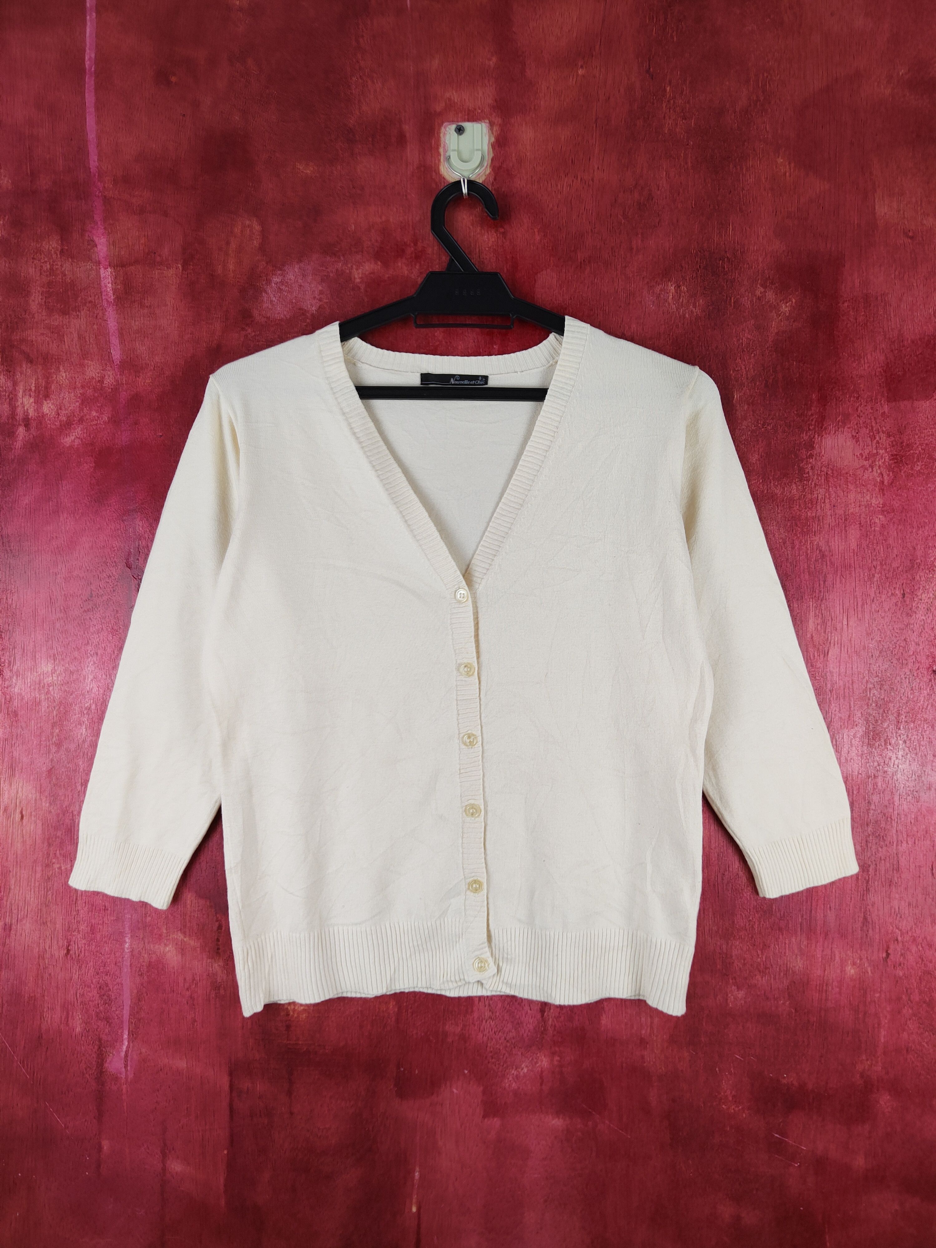 Vintage Nouvelle et Chic Cream Cardigan vintage #S933 Size S / US 4 / IT 40 - 1 Thumbnail