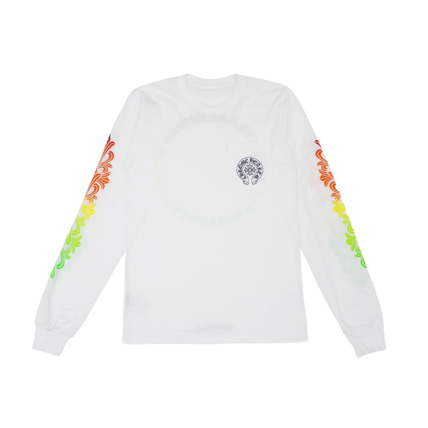 image of Chrome Hearts Multicolor Horseshoe Floral Cross L/s T-Shirt in White, Men's (Size XL)