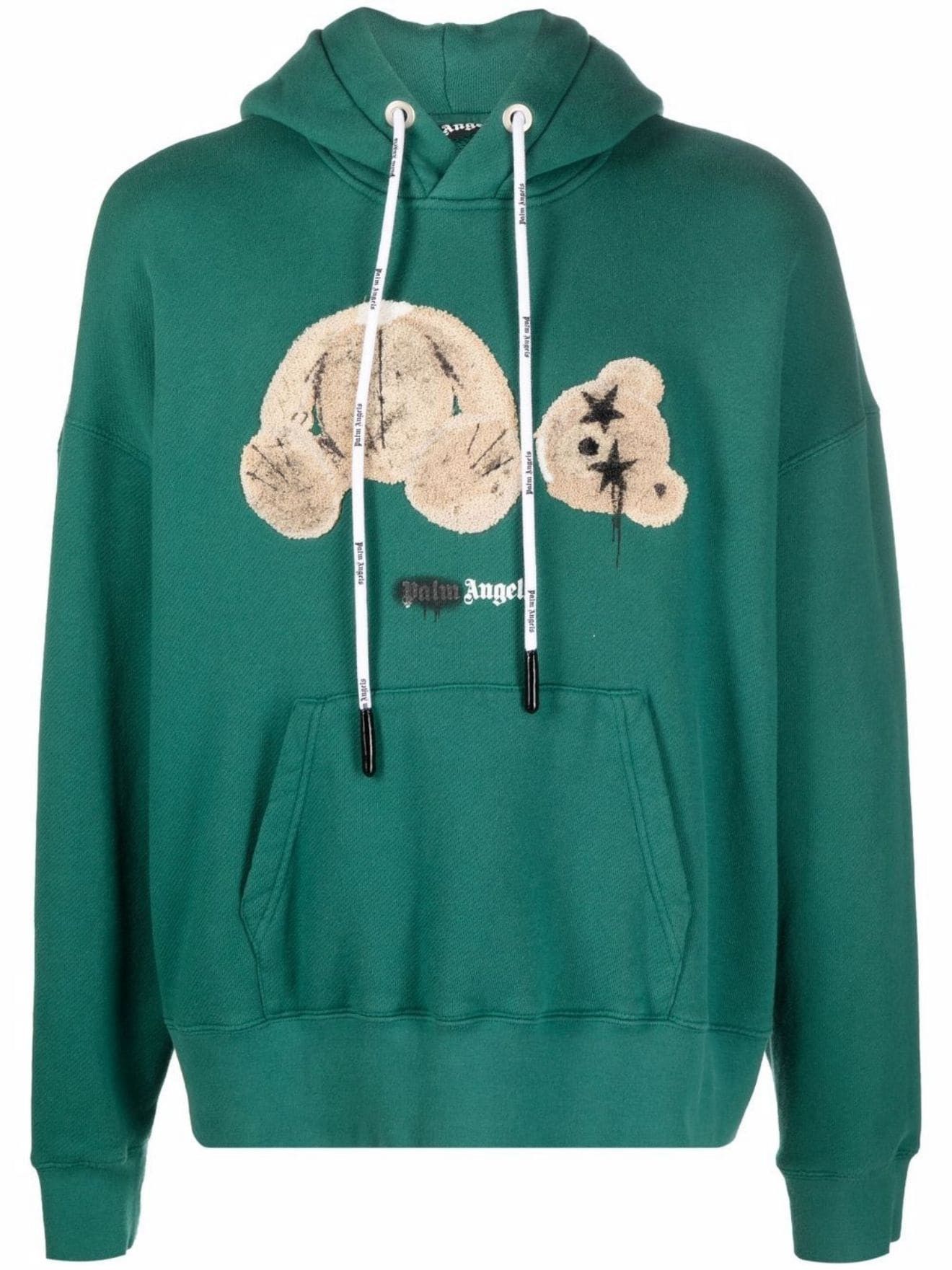 image of Palm Angels Green Spray Bear Hoodie, Men's (Size 2XL)