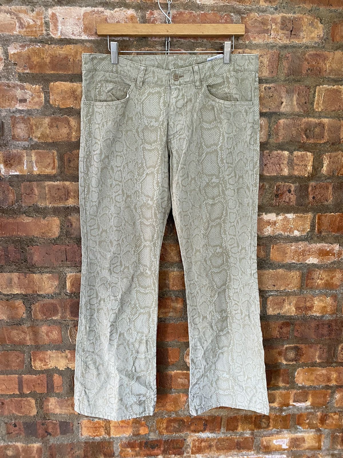 Katharine Hamnett London 1990s PYTHON snake print flare pants Size US 34 / EU 50 - 4 Thumbnail