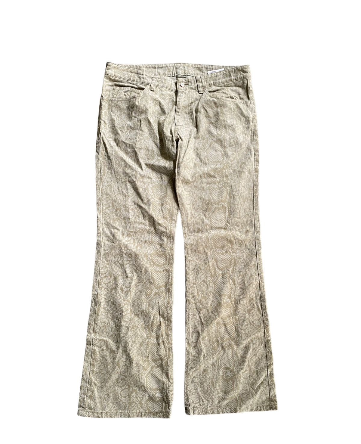 Katharine Hamnett London 1990s PYTHON snake print flare pants Size US 34 / EU 50 - 2 Thumbnail