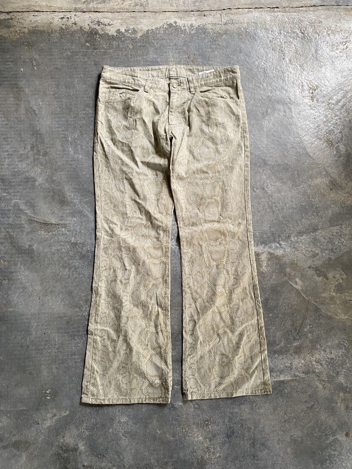 Katharine Hamnett London 1990s PYTHON snake print flare pants Size US 34 / EU 50 - 3 Thumbnail