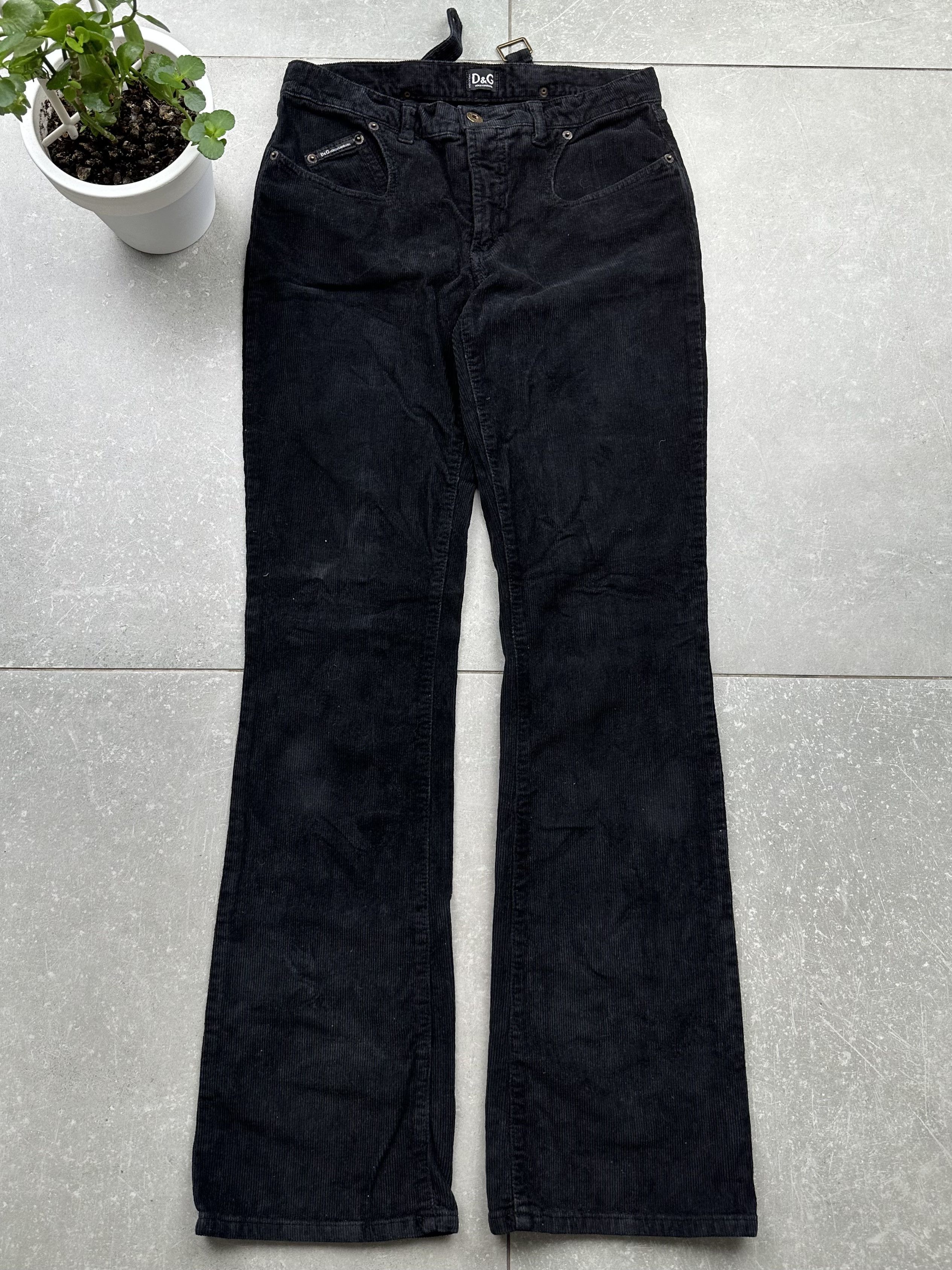 Pantalon Bootcut Velours Dolce & Gabbana Vintage - Taille 28, Vert Olive, Occasion